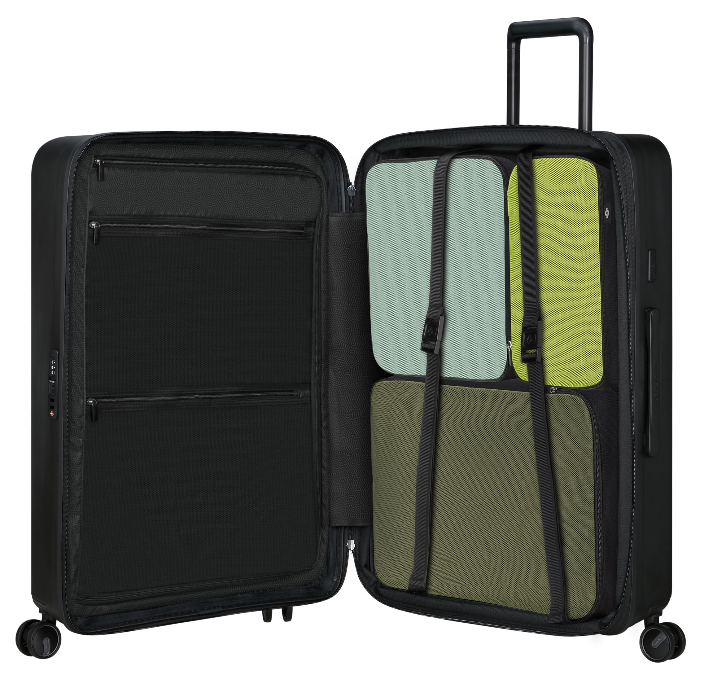 Samsonite Hartschalen-Trolley »RESTACKD, verschiedene Größen und Farben«, (mit Packtaschen), 4 Rollen, Reisekoffer mit TSA Schloss Volumenerweiterung Packtaschen