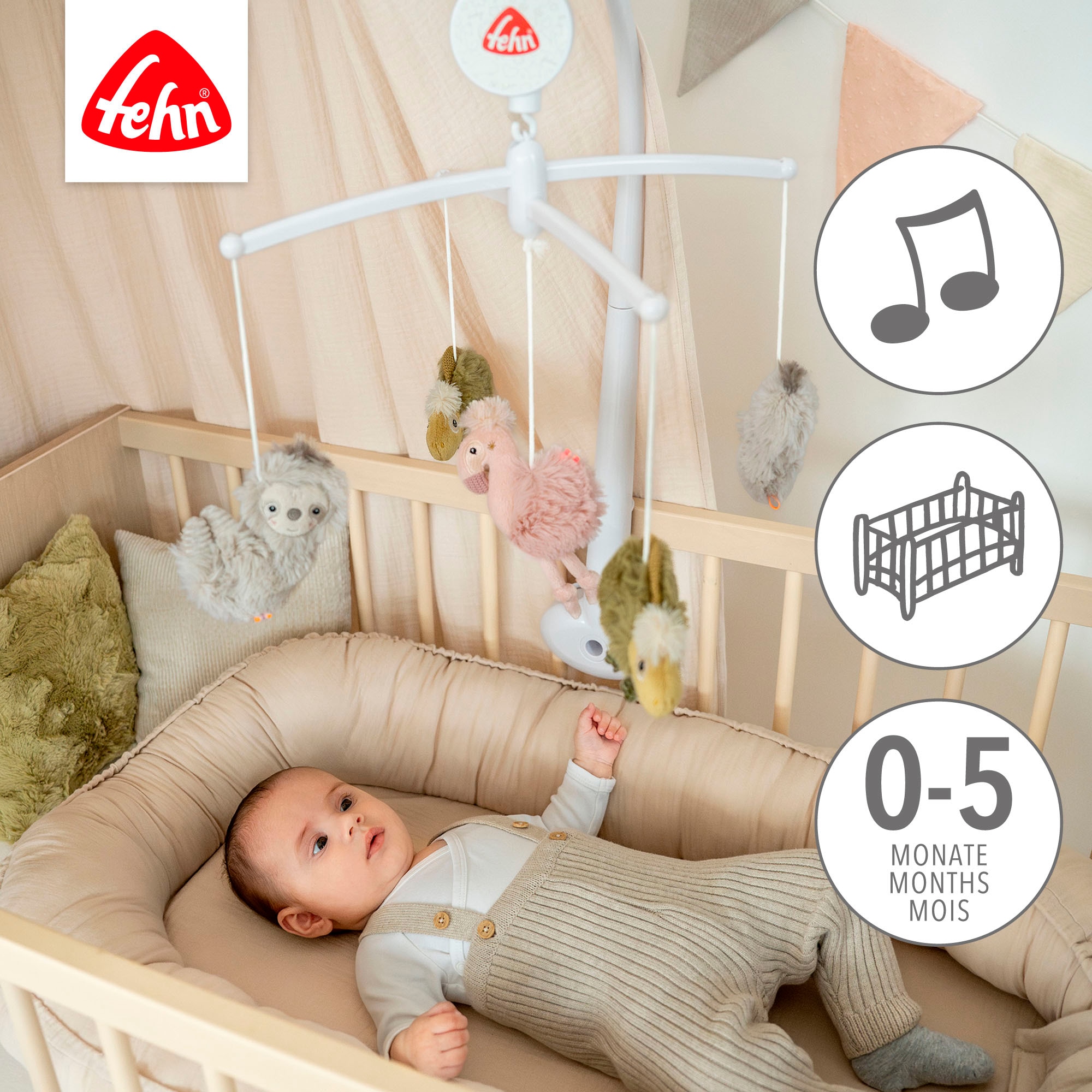 Fehn Mobile »Lazy, Crazy & Pink, Musik-Mobile«, mit mechanischem Spielwerk