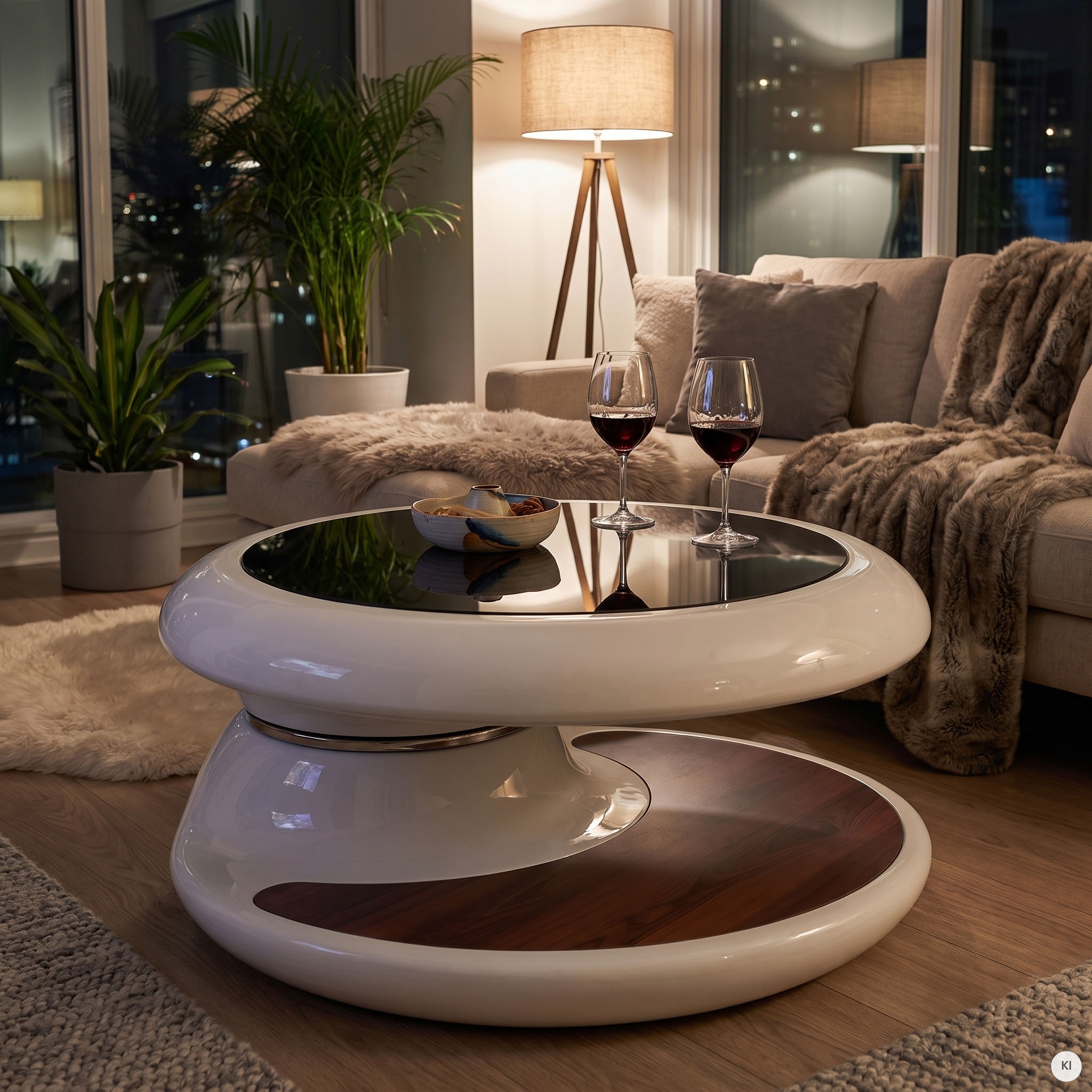 SalesFever Couchtisch »Milano Tisch Trendiges Wohnzimmer-Highlight« Tischplatte: Rundum 360° drehbar!