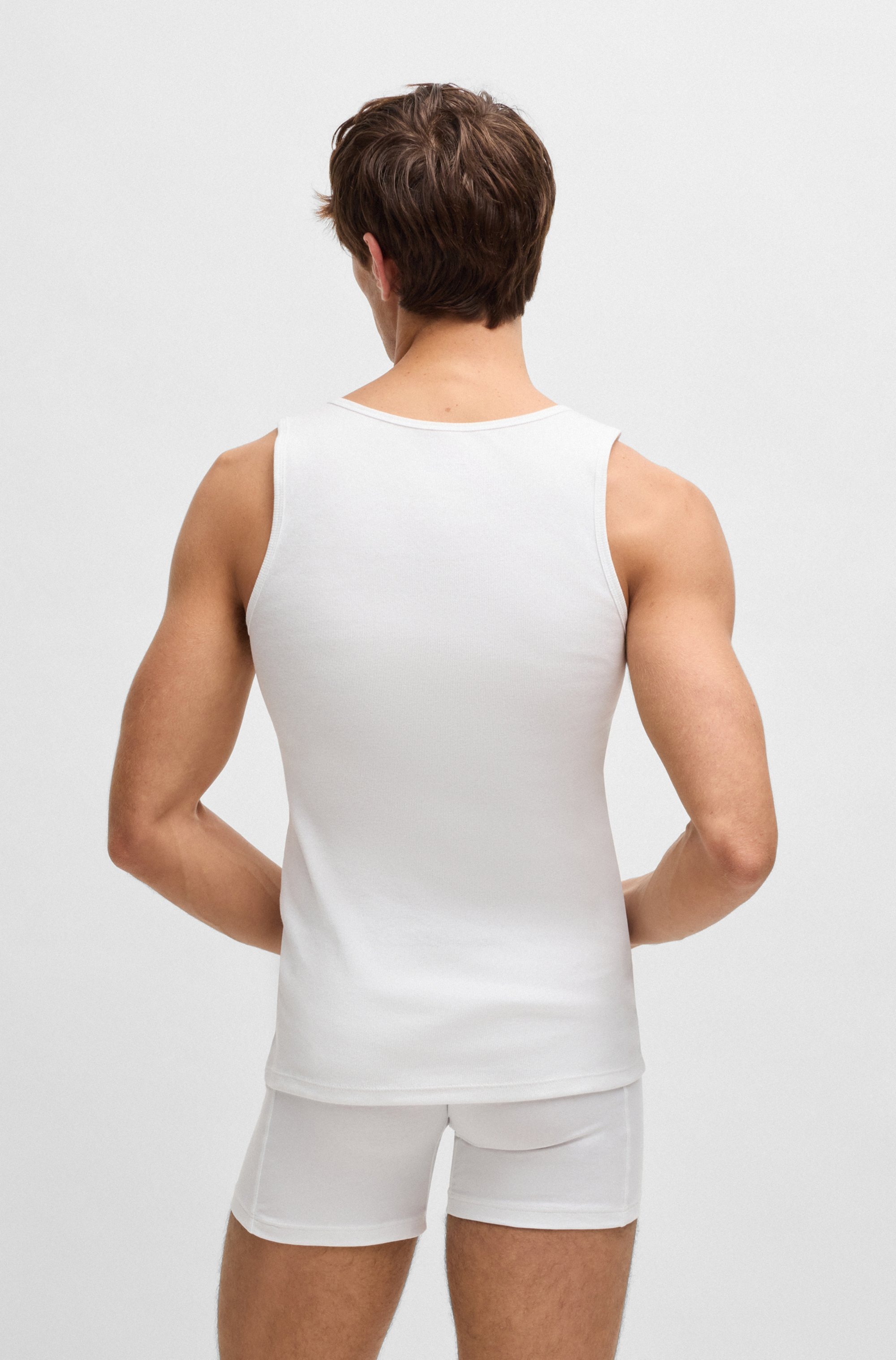 BOSS Tanktop »3P RibClassic BOSS ONE x David Beckham«, Ton in Ton Stickerei auf der Brust