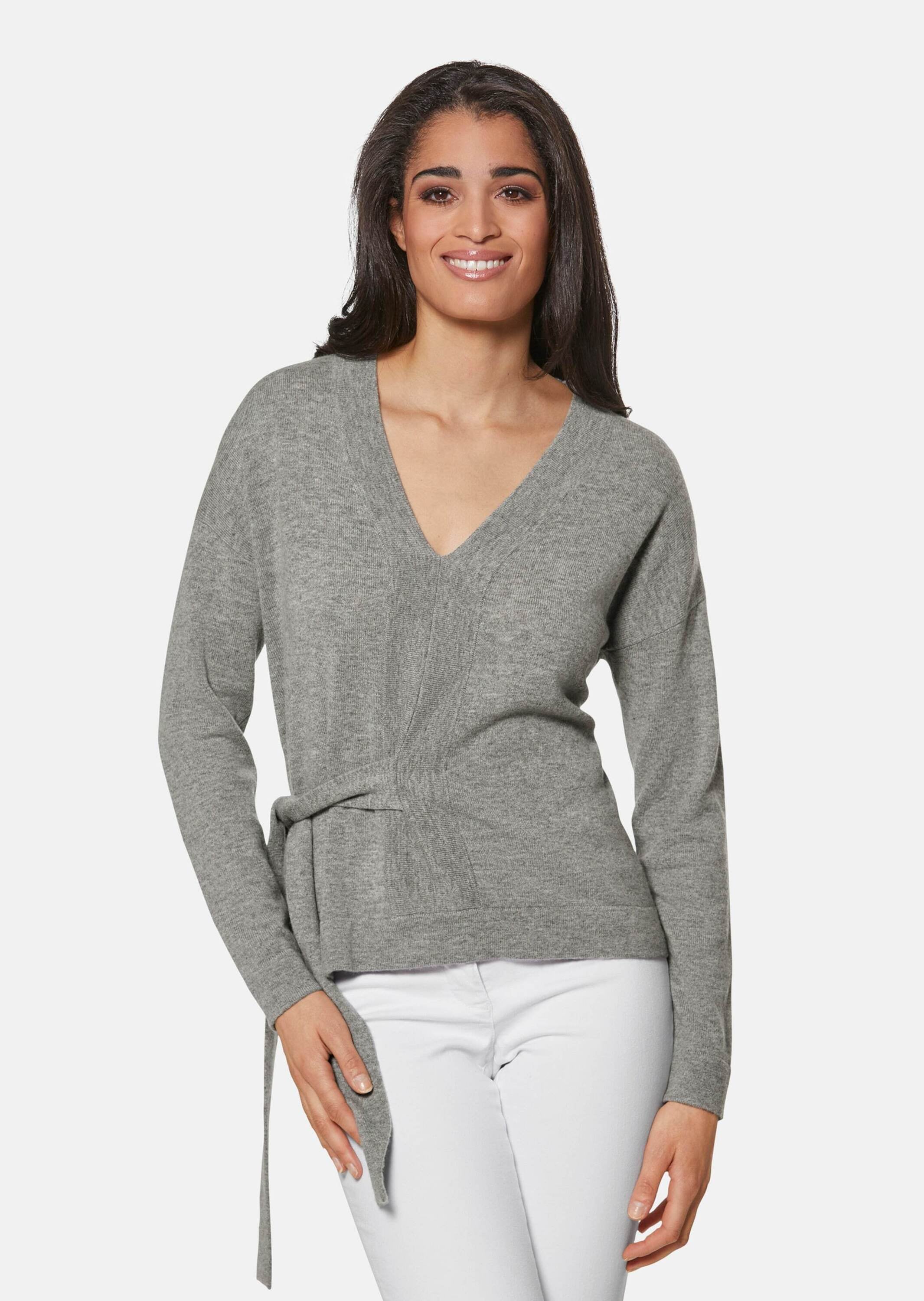MADELEINE Longpullover »Pullover V-Pullover mit Bindeband«