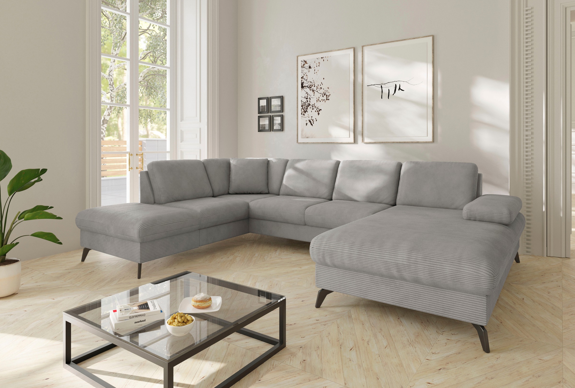 sit&more Wohnlandschaft »Morris Jubi U-Form«, inkl. Armteilfunktion und 1 Zierkissen, wahlweise mit Bettfunktion