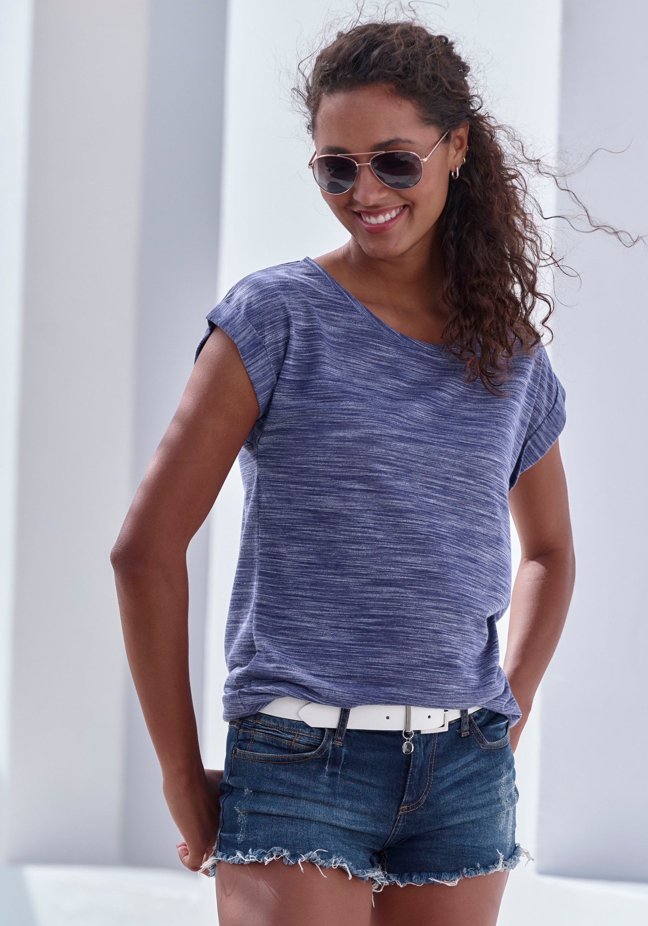 Beachtime Kurzarmshirt »mit Struktureffekt«, (2er-Pack), aus pflegeleichter Qualität