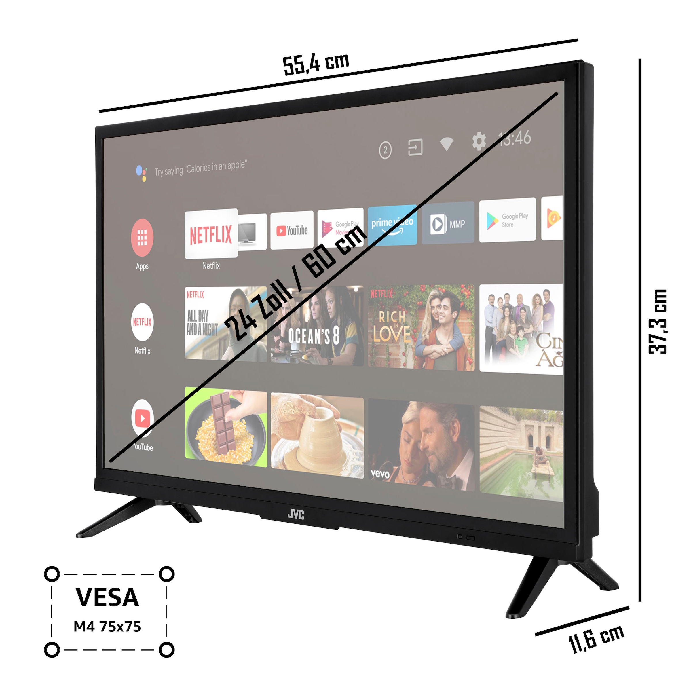JVC LCD-LED Fernseher, 60 cm/24 Zoll, HD ready, Android TV-Smart-TV