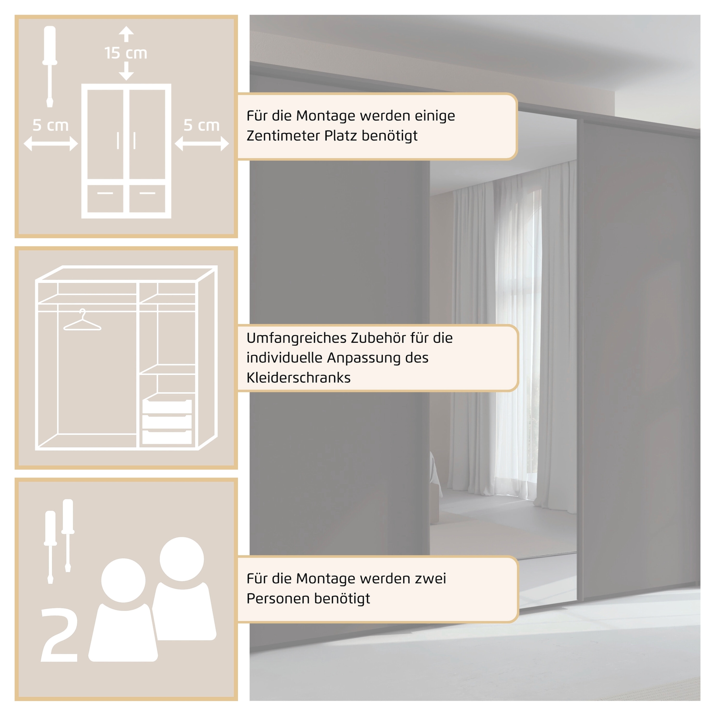 rauch Kleiderschrank »Schwebetürenschrank Schrank Garderobe Ankleide Schlafzimmer TARO« in 3 verschiedenen Ausstattungen BASIC/CLASSIC/PREMIUM (SOFT-CLOSE),  4 Breiten, optional Passepartout mit/ohne Beleuchtung MADE IN GERMANY