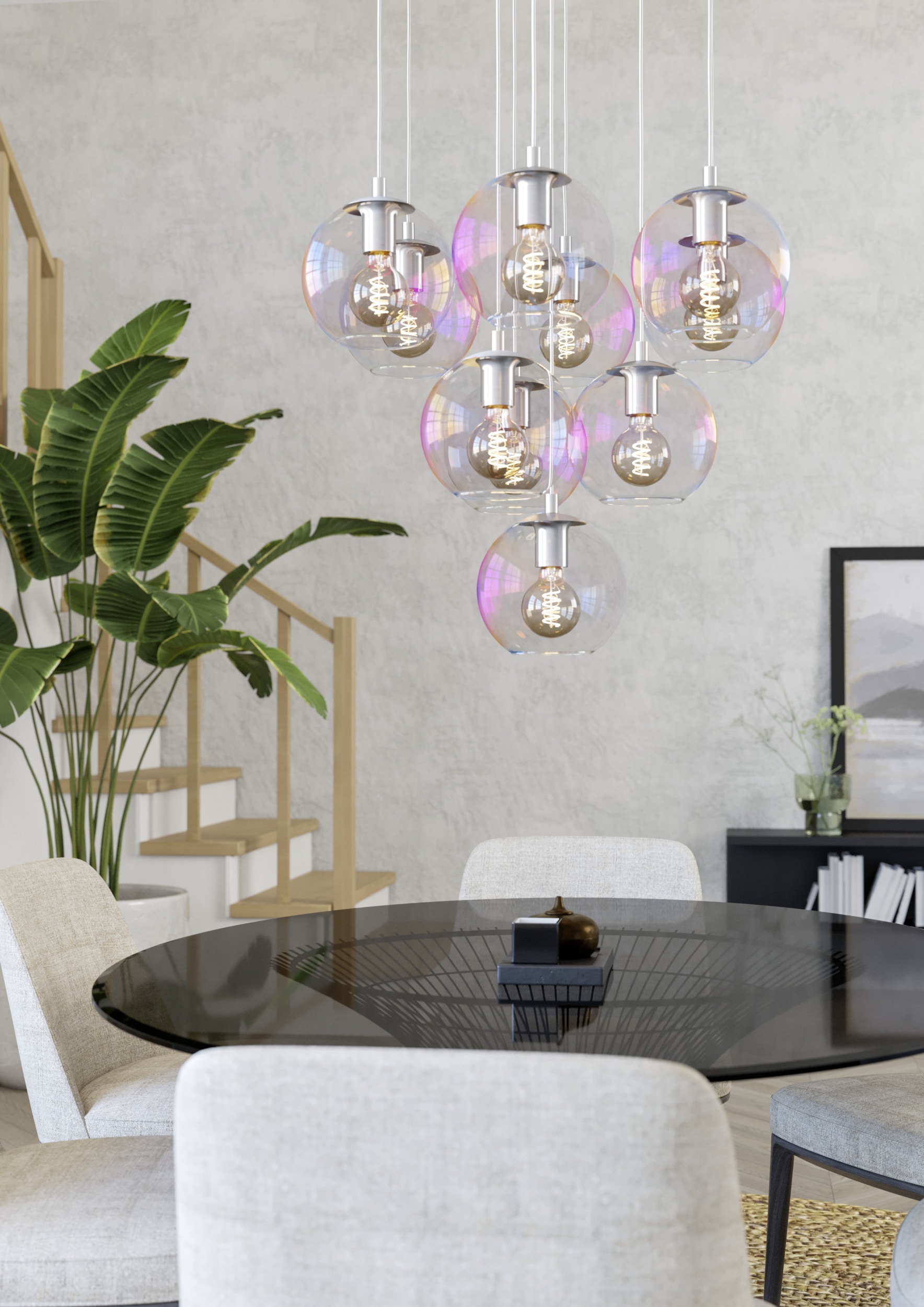 EGLO Hängeleuchte »ARISCANI 2 Pendellampe - Stahl - E27 - 10X60W - IP20« E27 1 Stk. HHängelampe, Deckenlampe, Wohnzimmer, Esszimmer, 110 x Ø64,5 cm