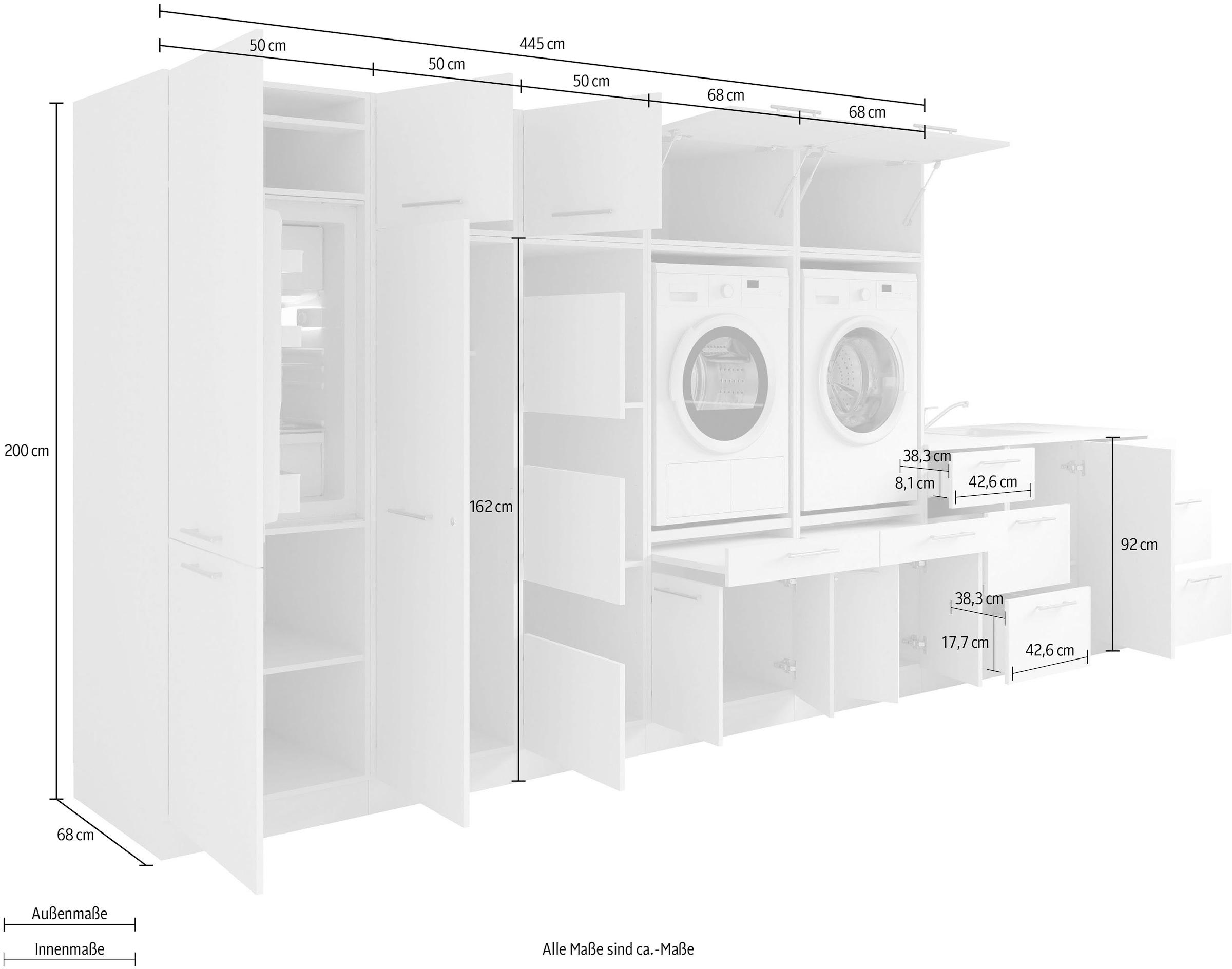Laundreezy Mehrzweckschrank-Set »Laundreezy, 12-tlg. Mehrzweckschrank-Set B/H/T 445/200/68 cm« 12 Stk. tlg.