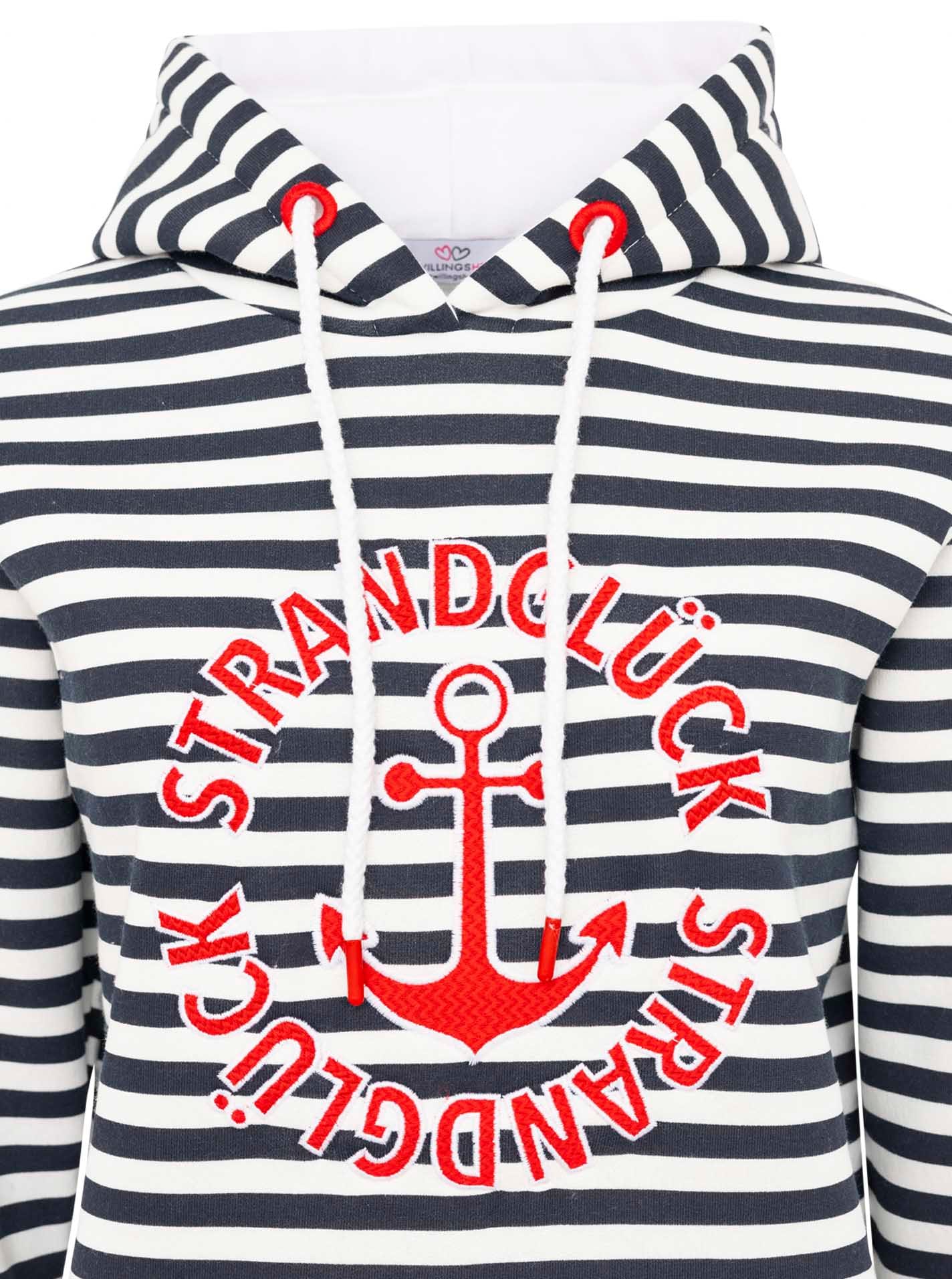 Zwillingsherz Kapuzensweatshirt »"Streifen Strandglück"«, gestreift, mit Strandglück Stickerer und Anker