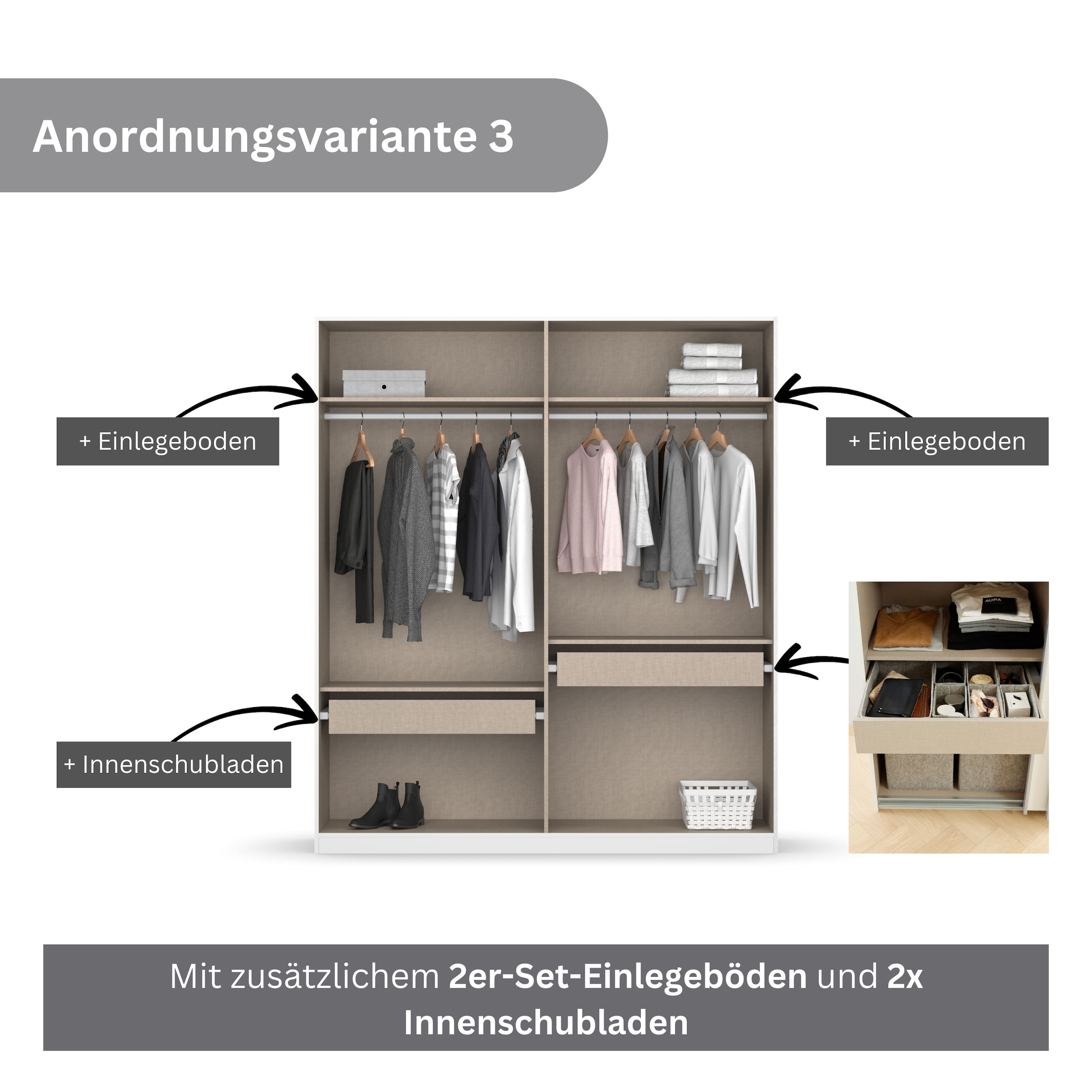 rauch Drehtürenschrank »Kleiderschrank Schrank Garderobe KOLUNA mit hochwertiger Glasfront«, inkl. 2 Innenschubladen sowie extra Einlegeböden MADE IN GERMANY