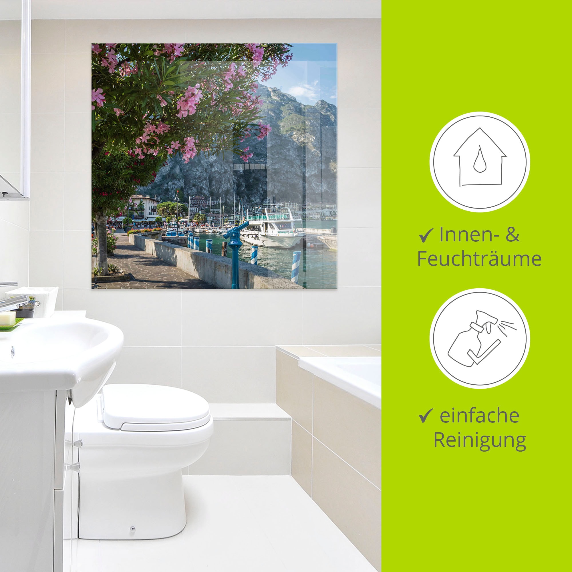 Artland Glasbild »Gardasee Hafen Limone sul Garda II« Europa 1 Stk. tlg. in verschiedenen Größen