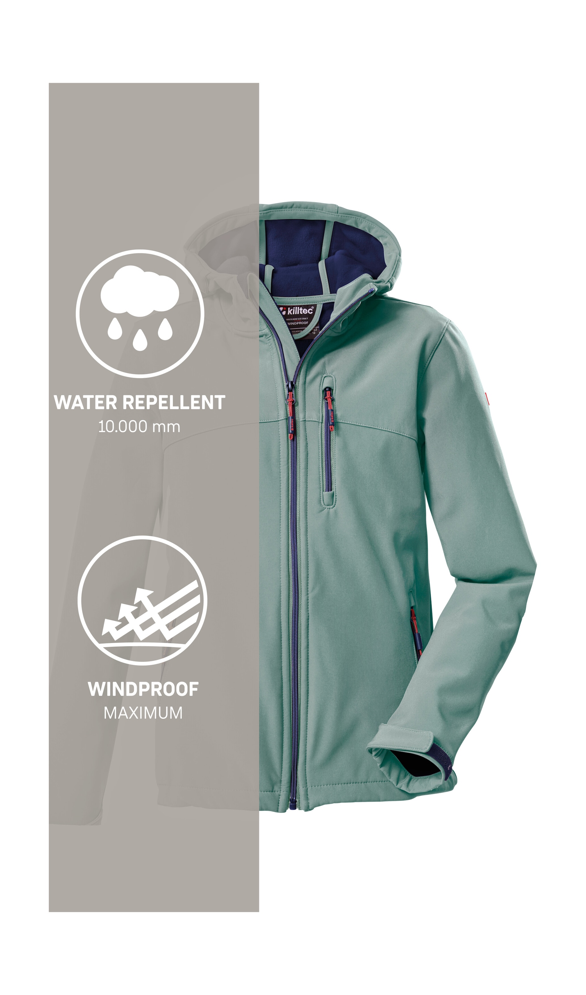 Killtec Softshelljacke »Girls Softshelljacke«, Wasserabweisend, verstellbare Kapuze u Ärmel, Fleece-Innenfutter