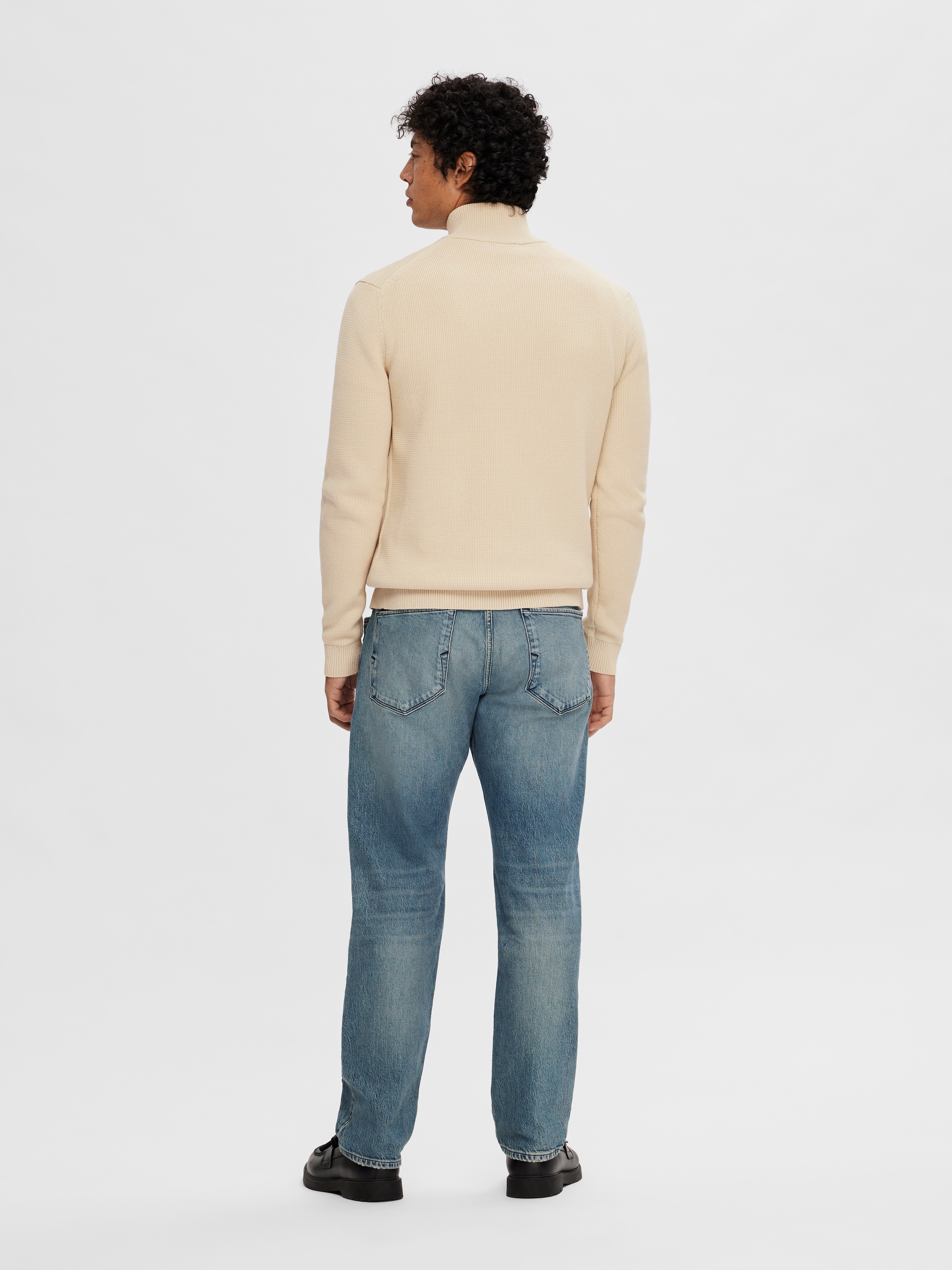 SELECTED Troyer »SLHDANE LS KNIT STRUCTURE HALF ZIP NOOS« Baumwolle, regular fit