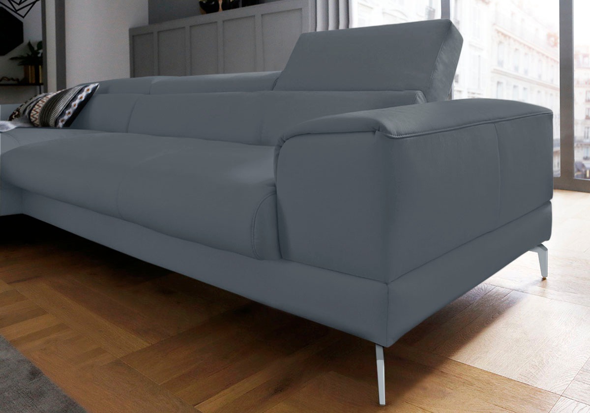 W.SCHILLIG Ecksofa »piedroo, Designsofa mit tollem Sitzkomfort, bequem und elegant, L-Form«, Kopfteilverstellung, wahlweise mit Sitztiefenverstellung, Breite 343cm