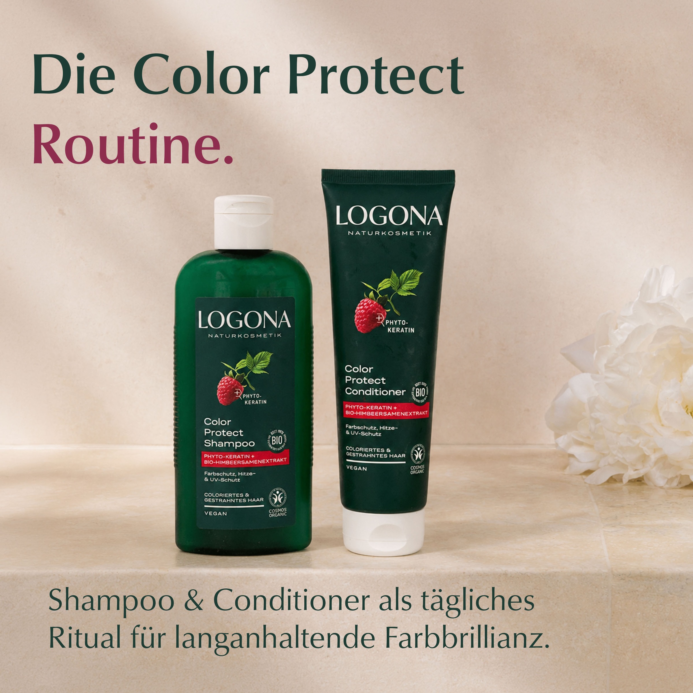 LOGONA Haarshampoo »COLOR PROTECT SHAMPOO« für coloriertes, gesträhntes und naturbelassenes Haar, gegen Frizz
