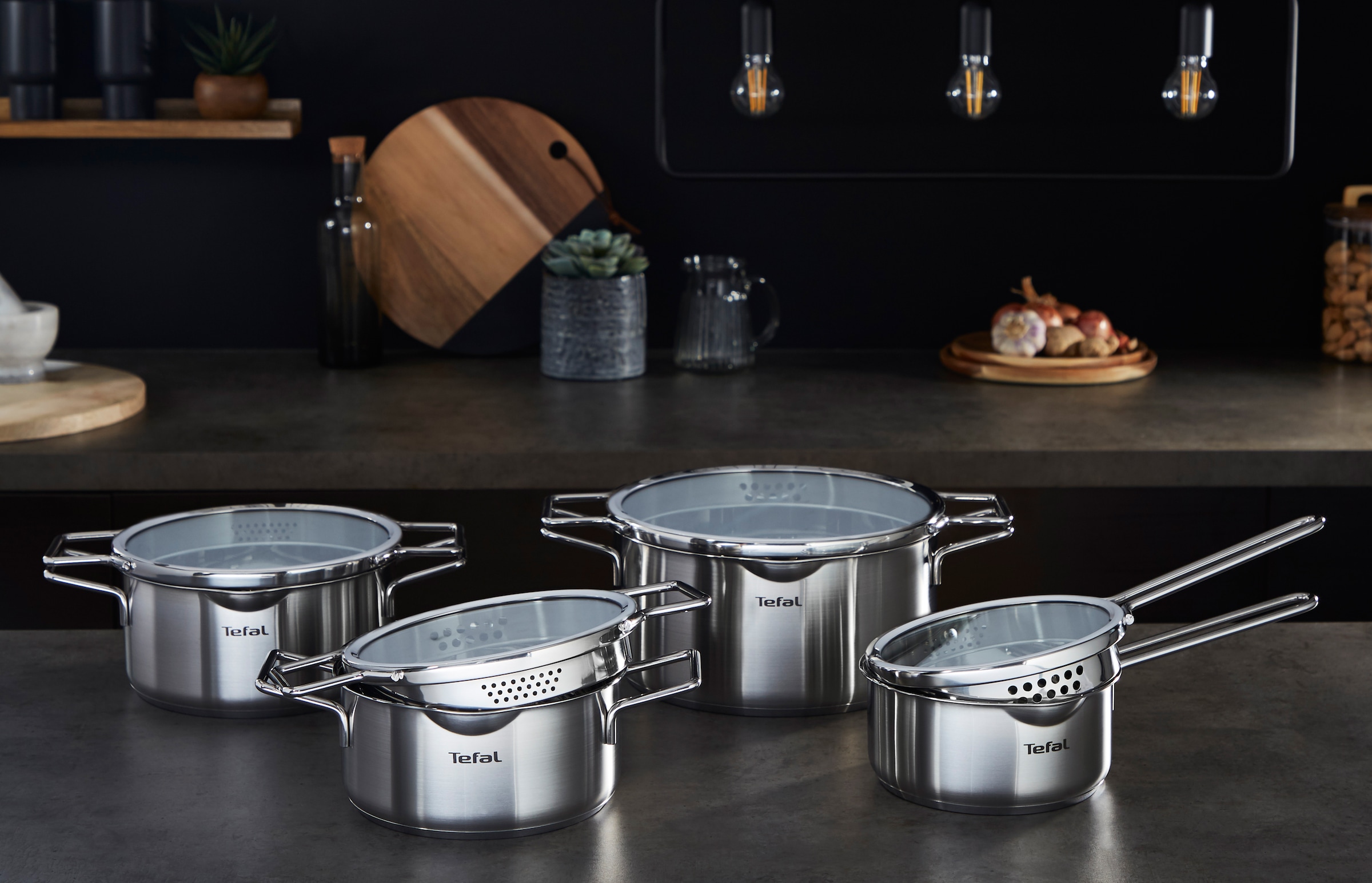 Tefal Kochtopf »Nordica«, Edelstahl, (1 tlg.), mit Deckel, nordisches Design, Ausgießer, Doppelgriff, Induktion