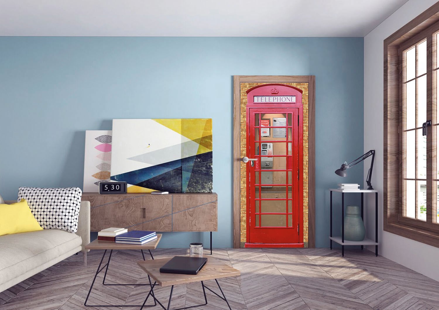 Papermoon Fototapete »Telephone Box - Türtapete« matt