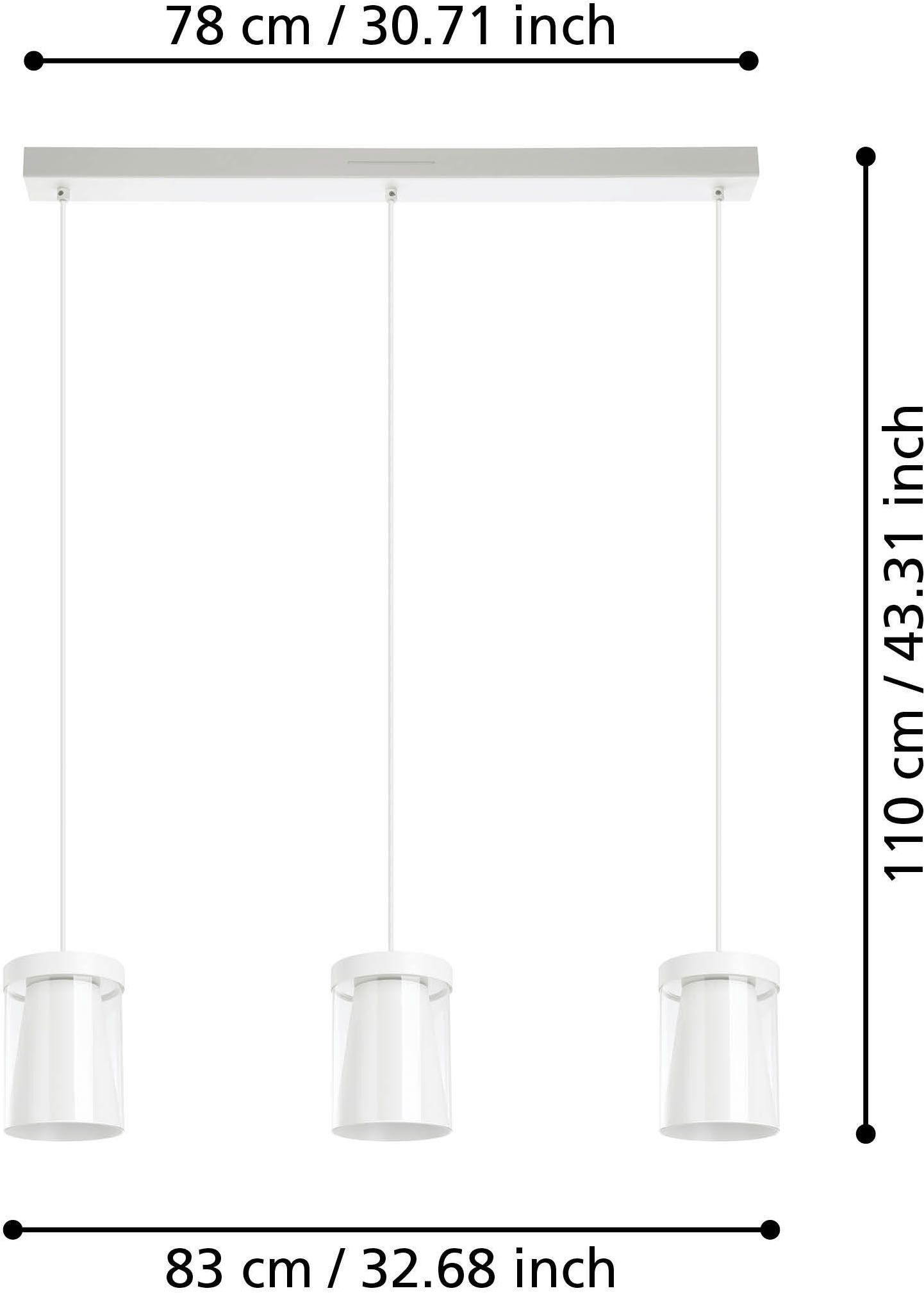 EGLO Hängeleuchte »CHIUSELLO-Z Pendellampe - Stahl - LED - 3X3,7W - IP20« LED-Modul 1 Stk. Kaltweiß | Neutralweiß | Warmweiß Hängelampe, Deckenlampe, Wohnzimmer, Esszimmer, L83 x B13 x H110 cm