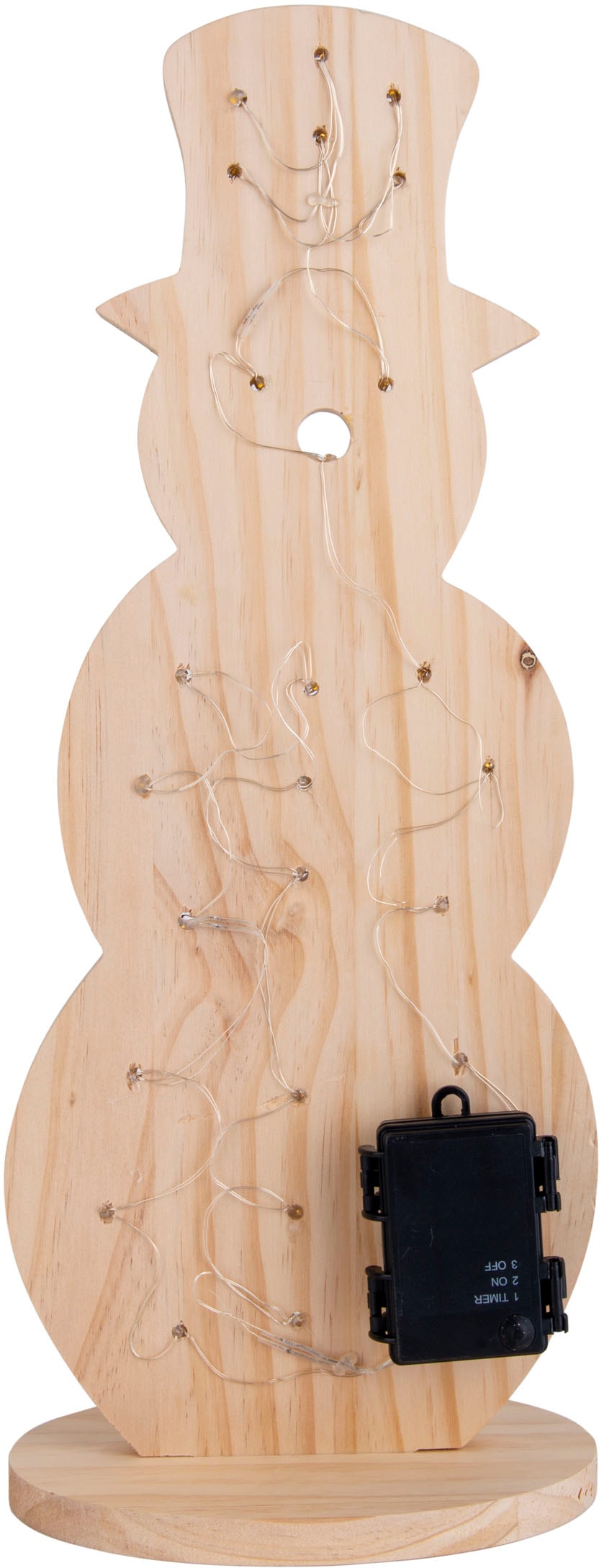 Weihnachtsdeko bei aus online Holz«, näve Holz, »Snowy, ca. OTTO bestellen Dekoobjekt cm, 50 LED Schneemann aus Höhe Batteriebetrieb