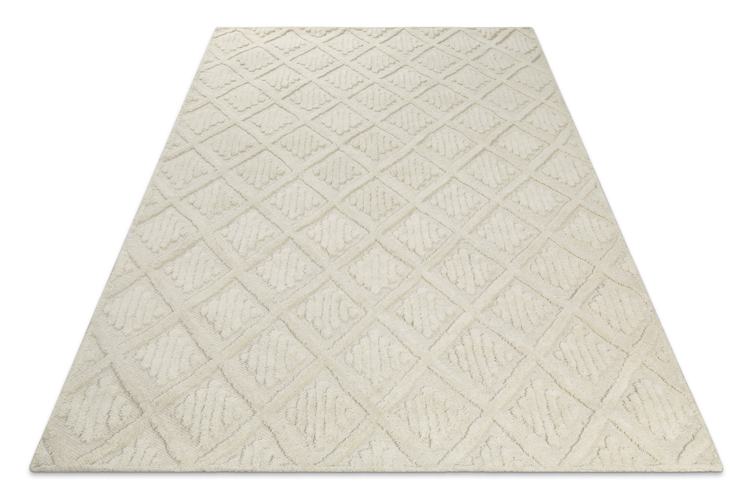 Wecon home Wollteppich »Hamptons SEVENTEEN«, rechteckig, 10 mm Höhe, Läufer, Schurwolle, Kurzflor, Wohnzimmer, Schlafzimmer, elegant, Raute
