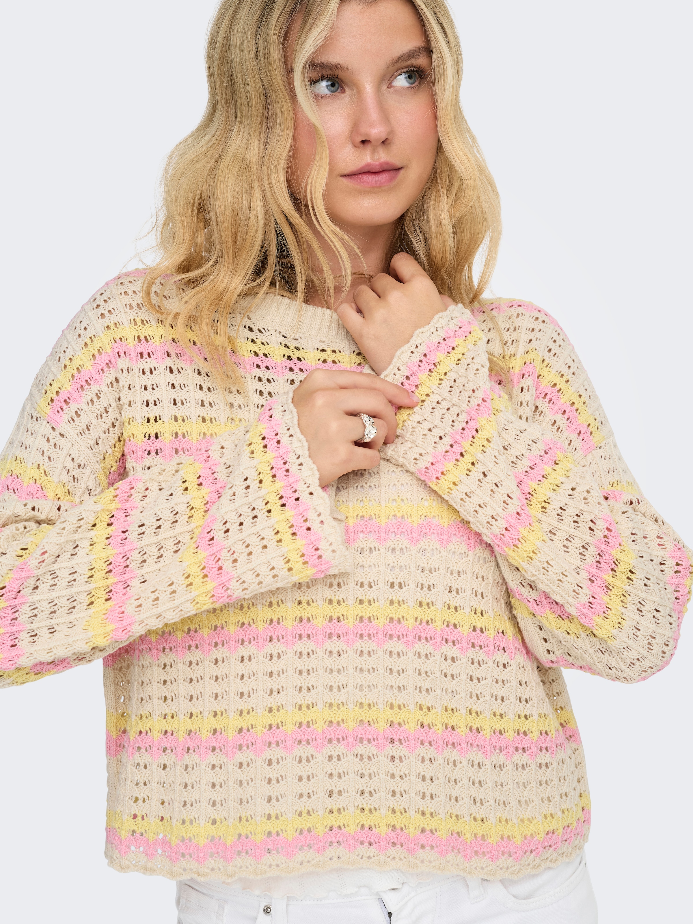 ONLY Rundhalspullover »ONLASA LS SHORT O-NECK CC KNT«