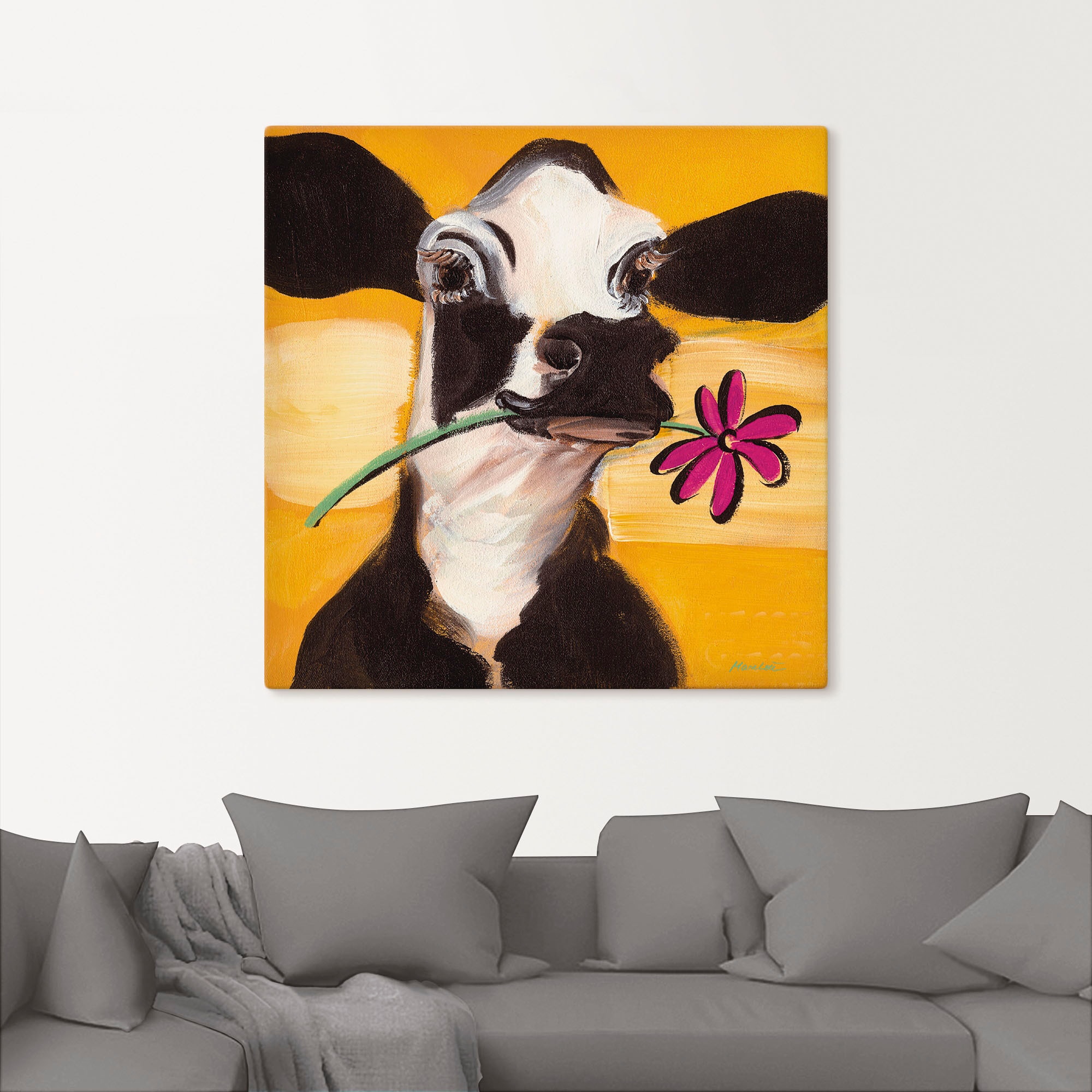 Artland Wandbild »Glückliche Kuh«, Haustiere, (1 St.), als Leinwandbild,  Poster, Wandaufkleber in verschied. Größen kaufen im OTTO Online Shop