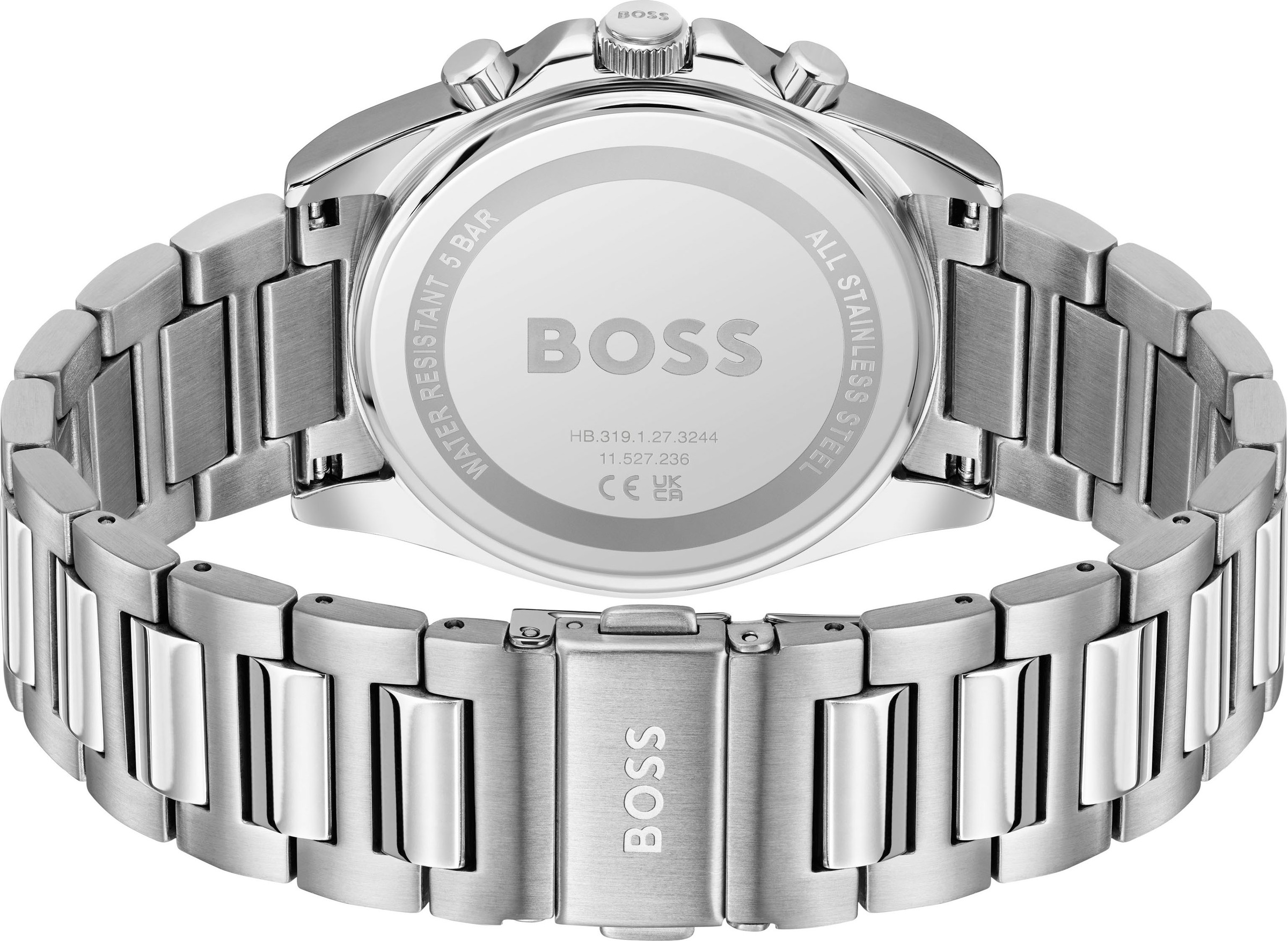 BOSS Chronograph »STRIKE CHRONO« Quarzuhr, Armbanduhr, Herrenuhr, Edelstahlarmband, analog, Tag