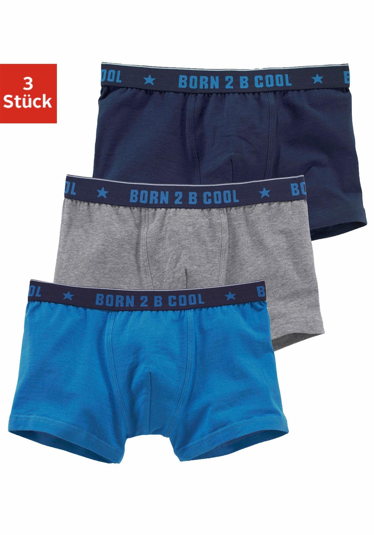 Boxer, (Packung, 3 St.), mit "BORN 2 B COOL" Bund