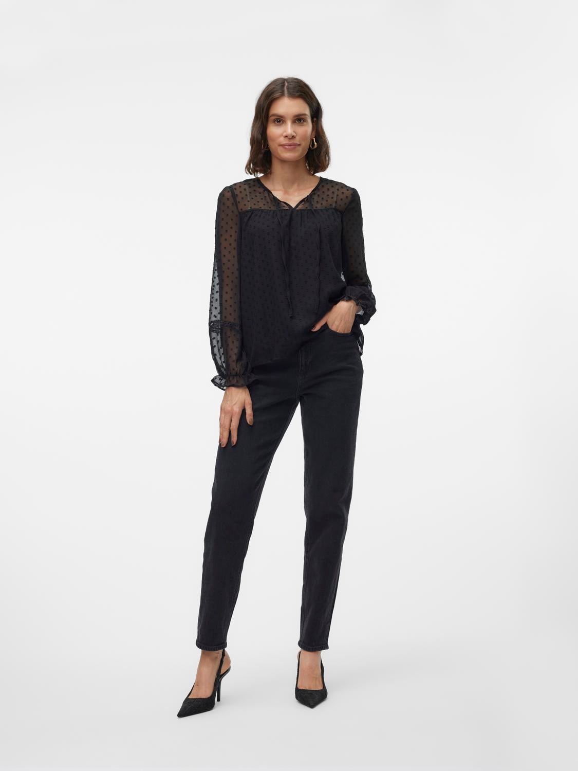 Vero Moda Langarmbluse »VMLEAH LS LACE TOP WVN GA NOOS«