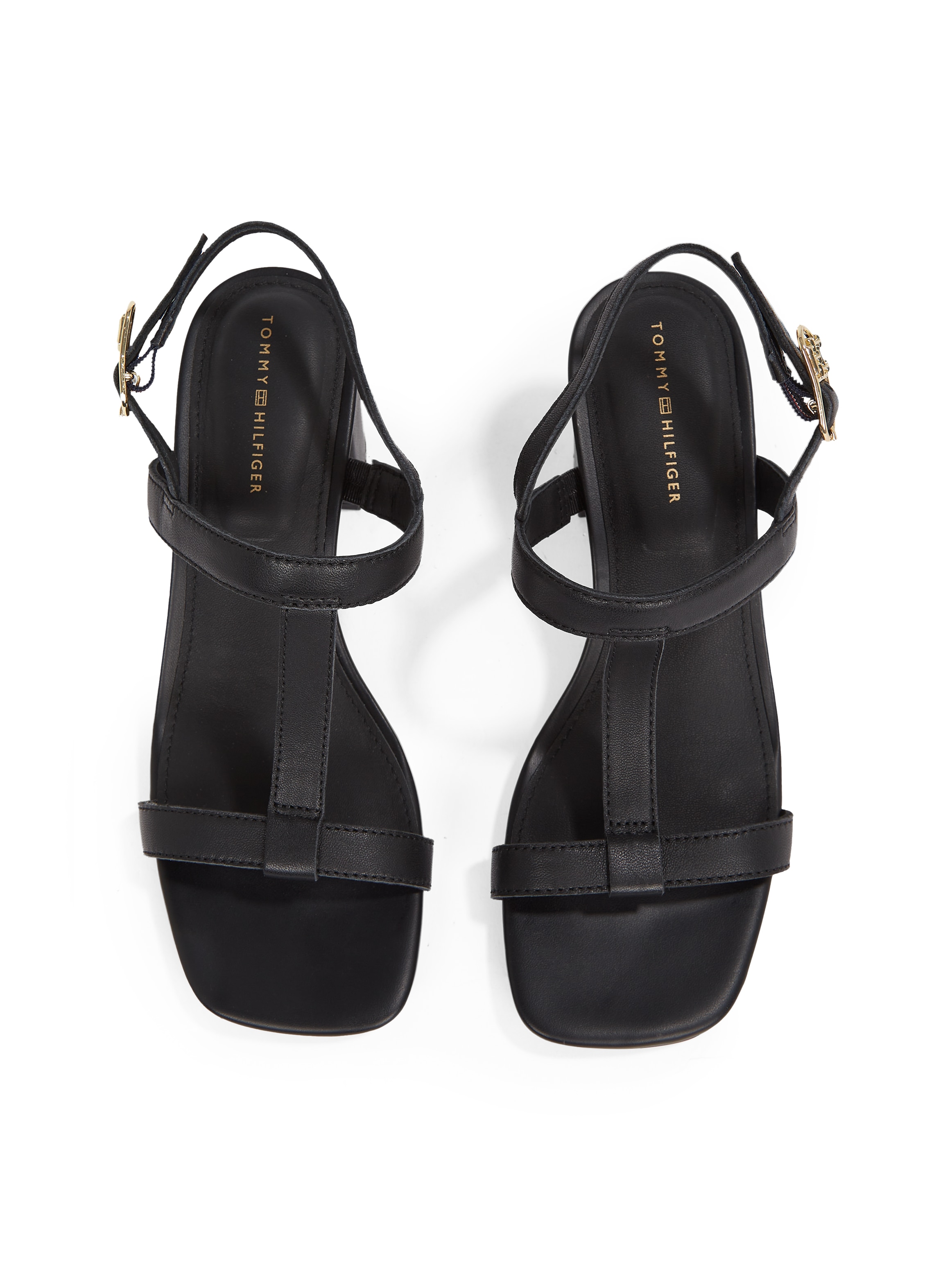 Tommy Hilfiger Sandalette »LEATHER BLOCK HEEL SANDAL«, Abendschuh, Partyschuh mit verstellbarer Schnalle, schmale Form