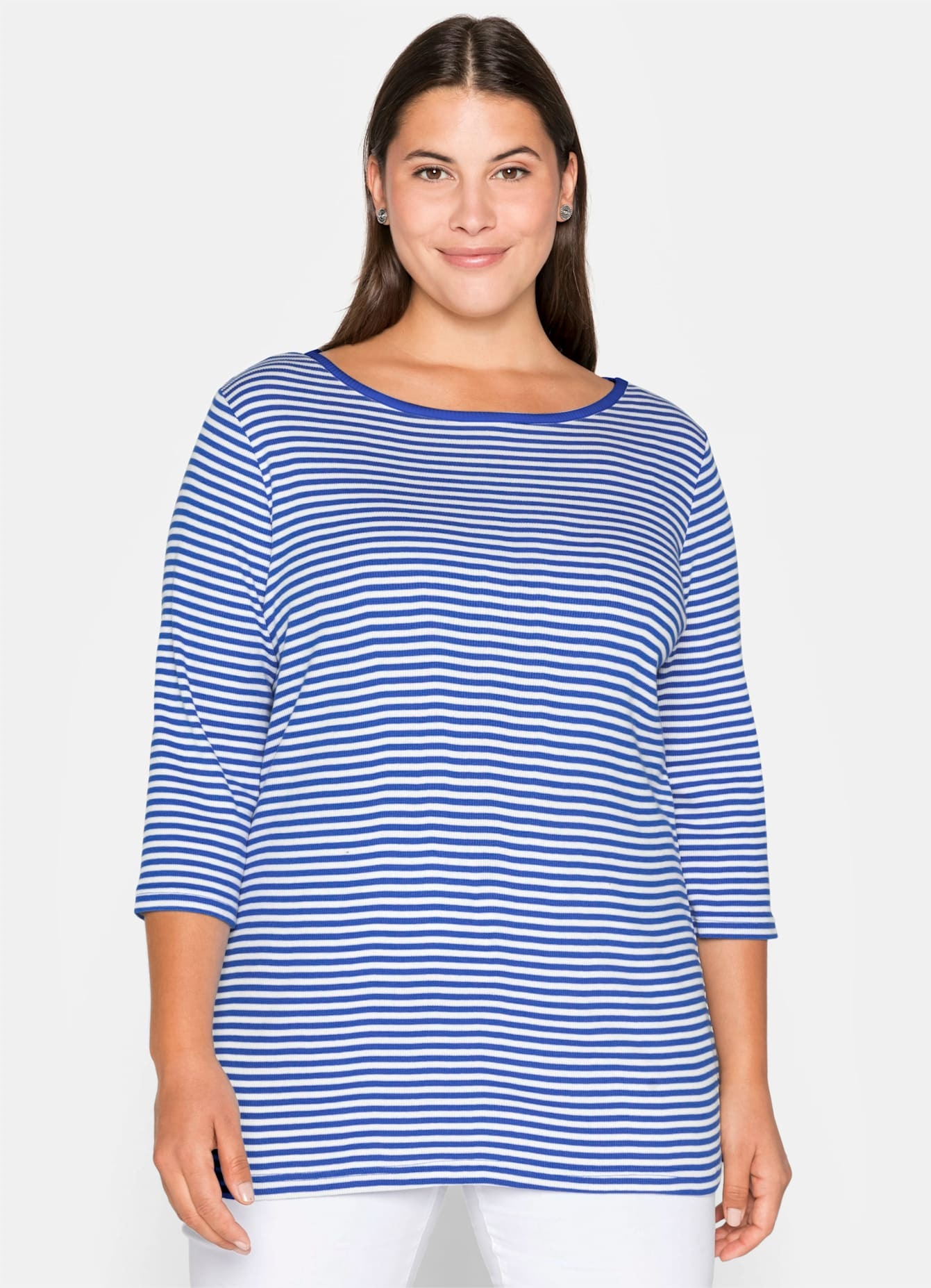 Sheego Damen 3/4-Arm-Shirt »3/4-Arm-Shirt« 1 Stk. tlg. in blau, Größe 56/58