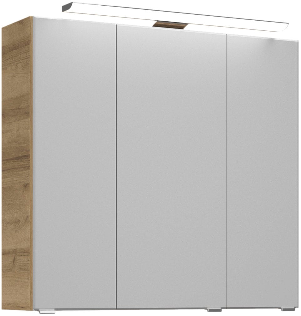 Saphir Badmöbel-Set »Trentino 2-tlg Mineralmarmor-Waschtisch,Spiegelschrank mit LED-Leuchte«, (3 St.), Badmöbel-Set 77cm breit, inkl. Türdämpfer, 3 Türen, 2 Auszügen