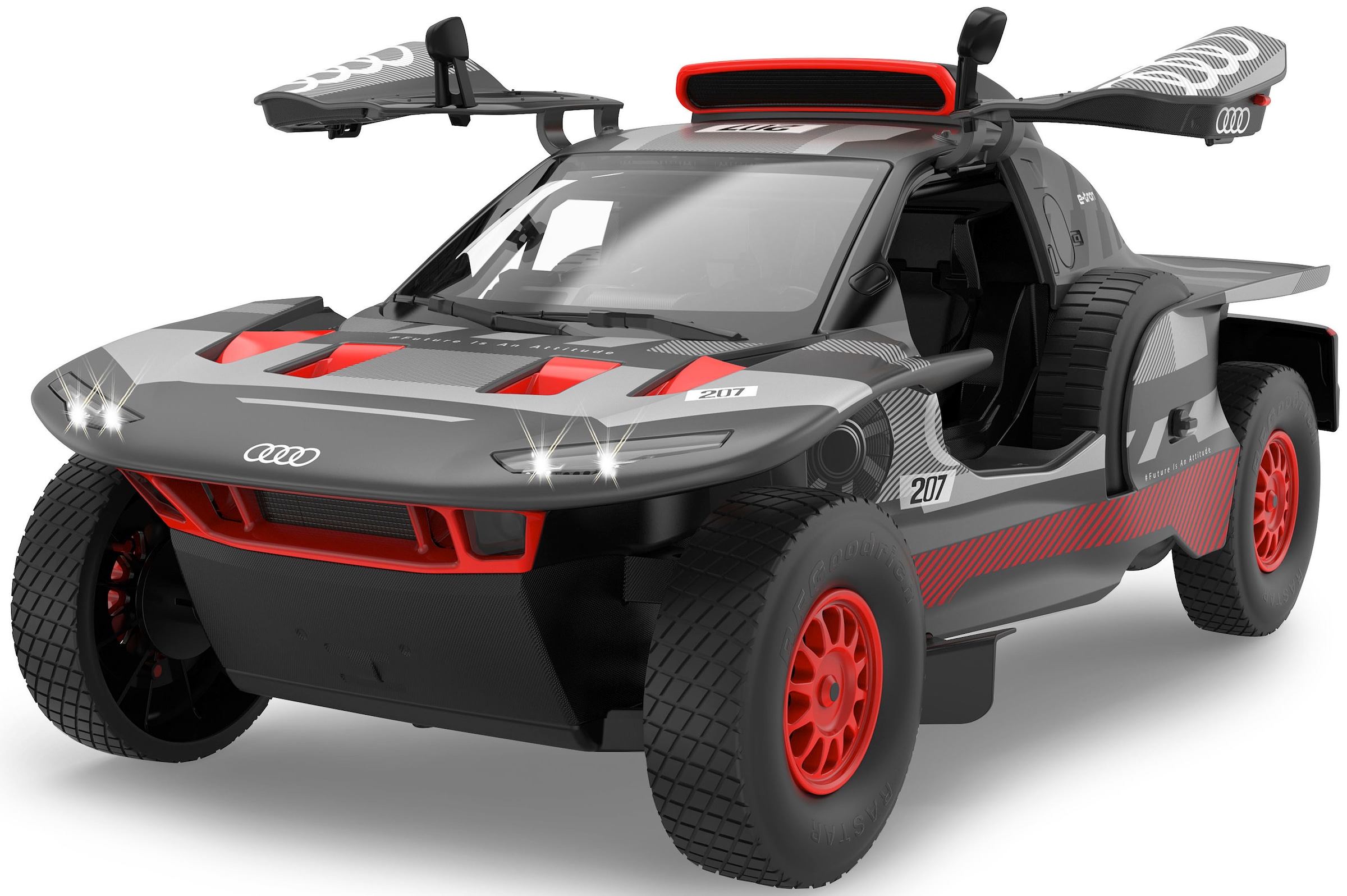 Jamara RC-Auto »Deluxe Cars, AUDI RS Q e-tron E2 1:14, grau - 2,4 GHz«, mit LED-Lichtern