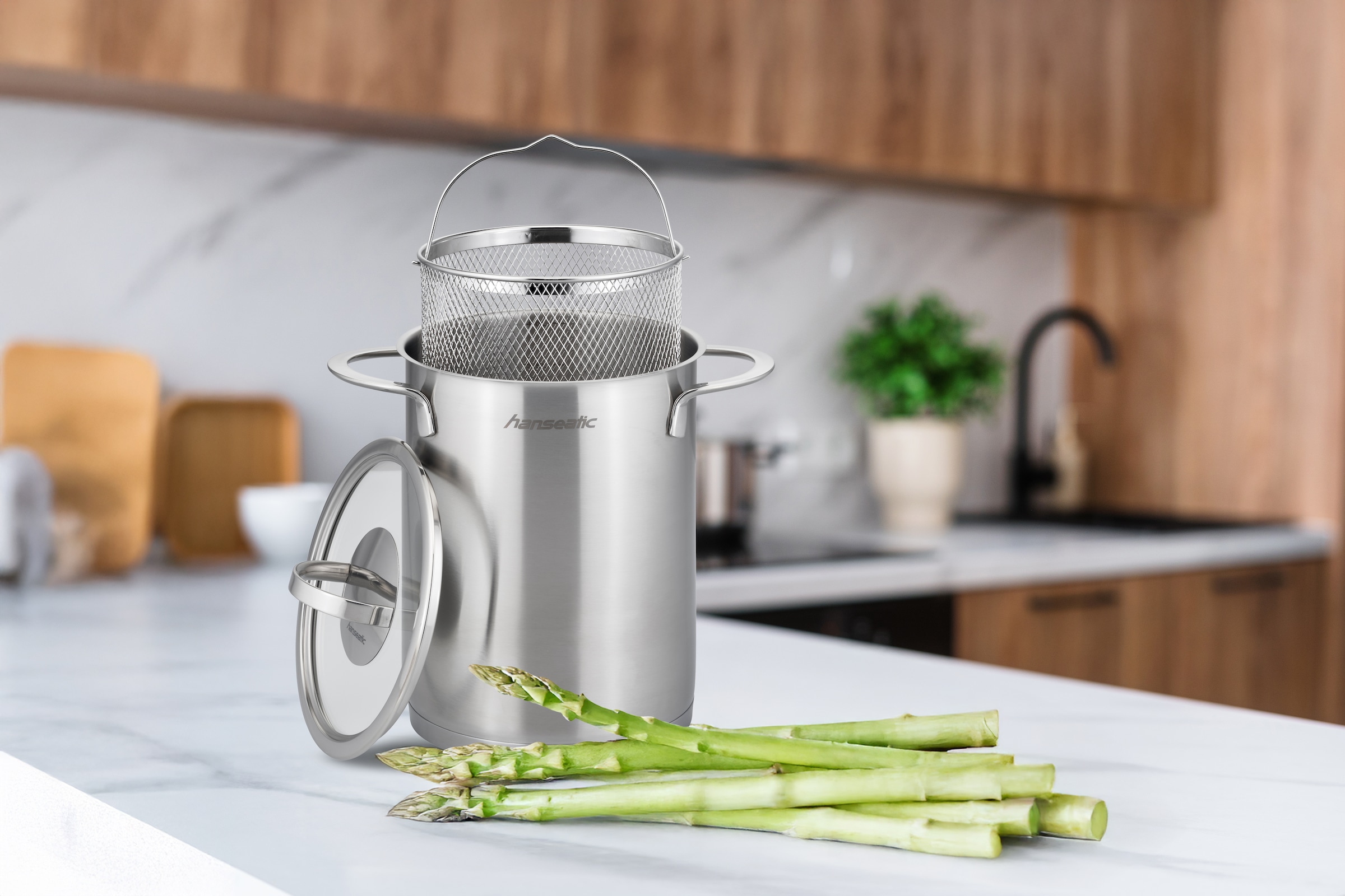 Hanseatic Spargeltopf »hanseatic, Ø 16 x H 21,0 cm, Inhalt ca. 4,2 Ltr.« Set, 3 Stk. tlg. Edelstahl 18/10