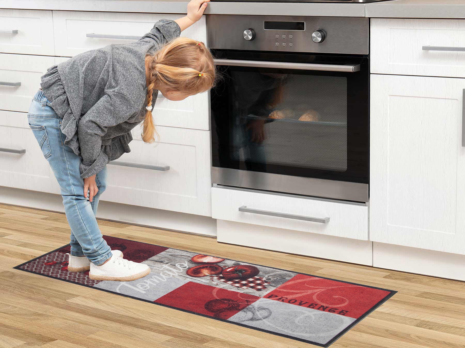 Primaflor-Ideen in Textil Küchenläufer »TOMATO, Made in Belgium« rechteckig 6,5 mm Höhe Motiv Tomaten, mit Schriftzug, rutschhemmend, waschbar, Küche