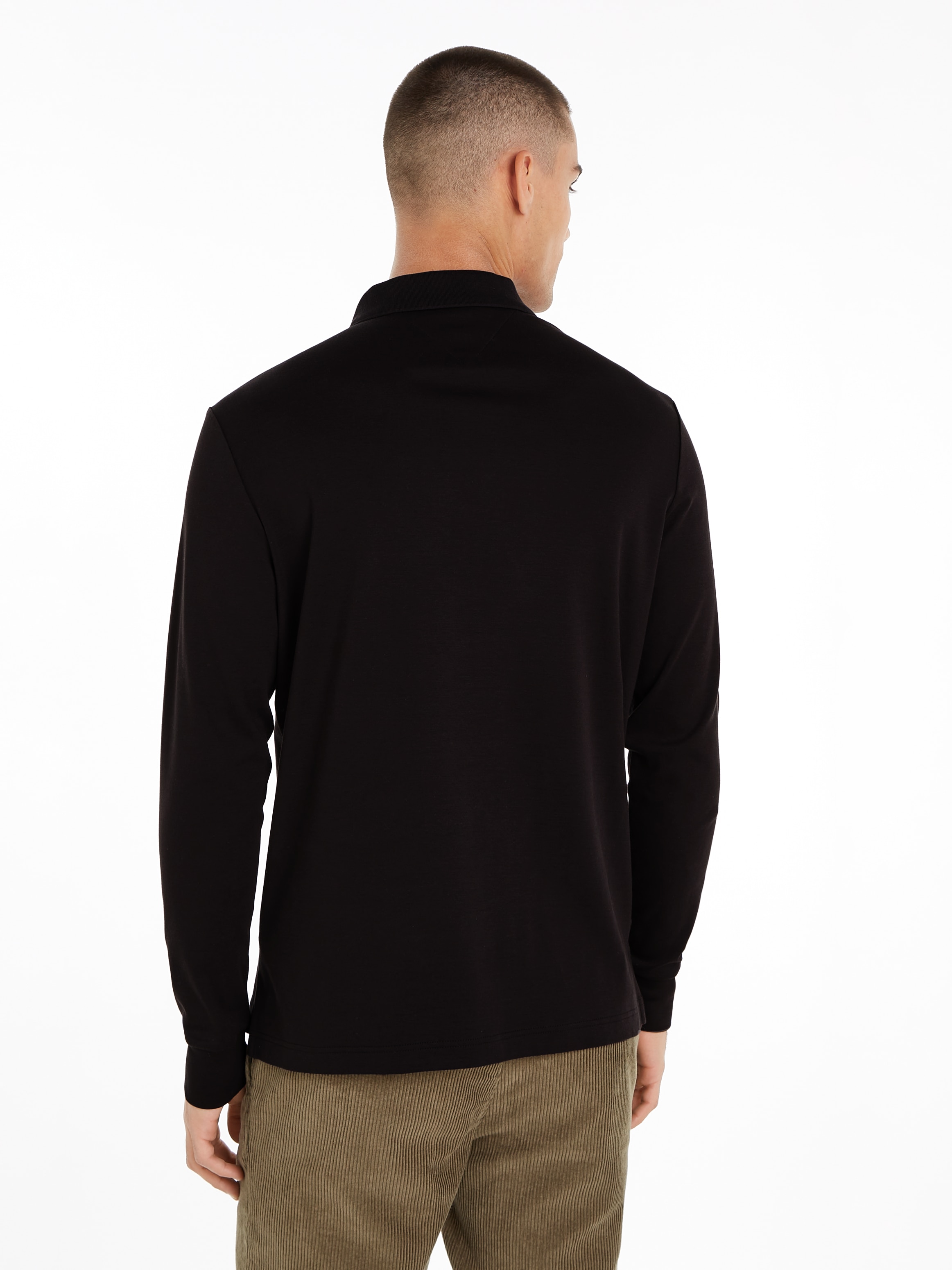 Tommy Hilfiger Langarm-Poloshirt »L/S LIQUID COTTON REG POLO mit Jersey und Markenlabel«, unifarben, casual, regular fit, Baumwolle, Polokragen