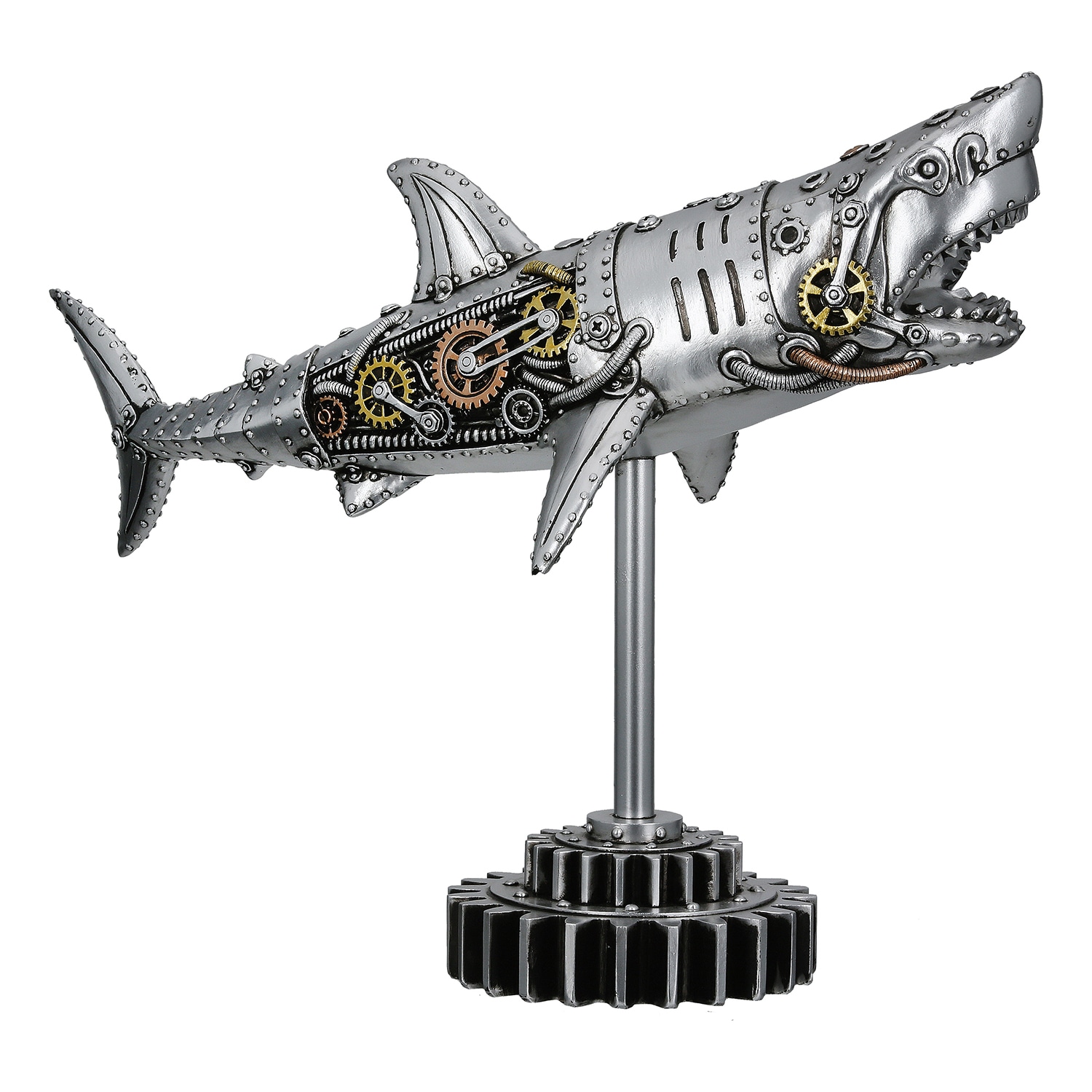 GILDE Tierfigur »Figur Hai Steampunk Shark silberfarben H. 29,5 cm«