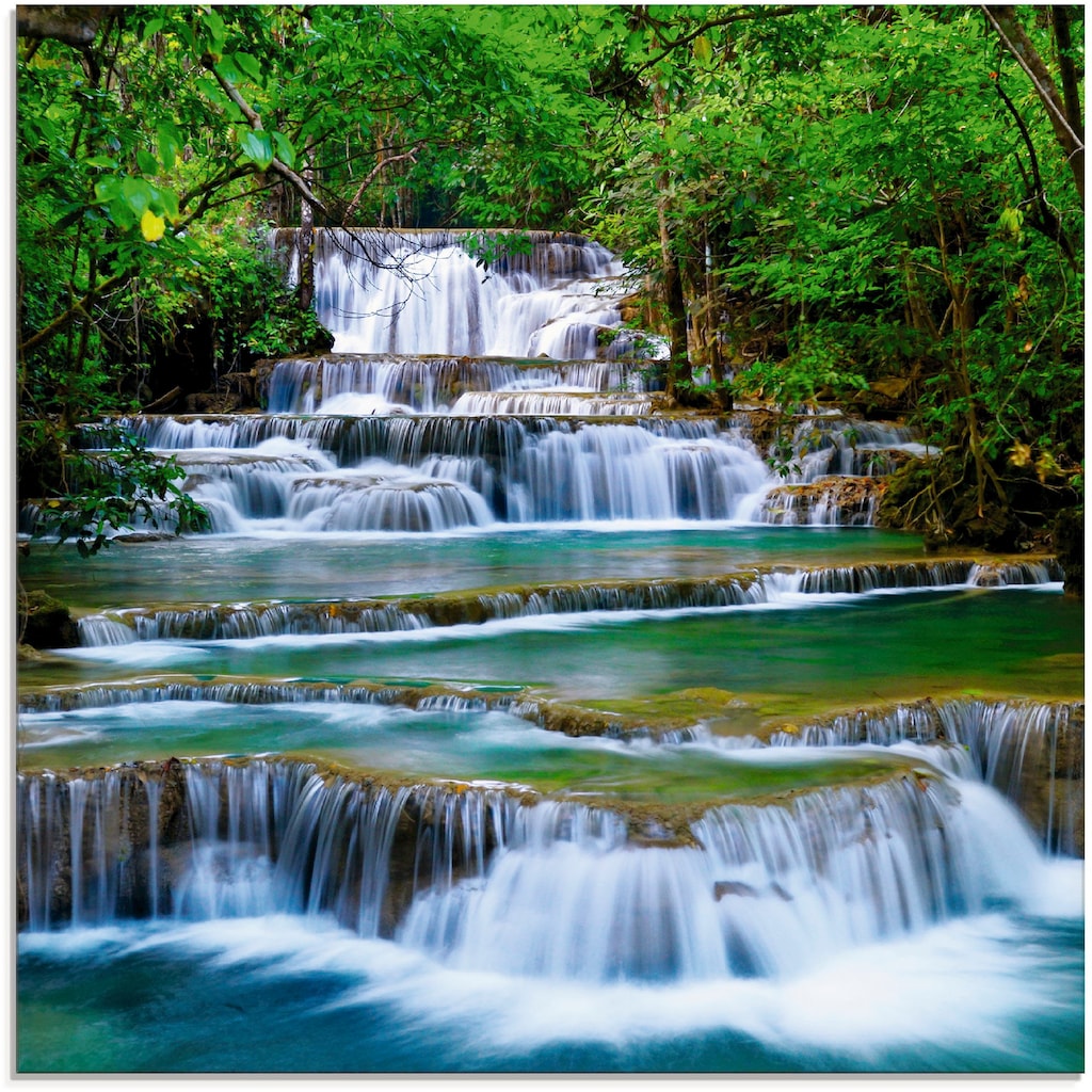 Artland Glasbild »Tiefen Wald Wasserfall«, Gewässer, (1 St.)