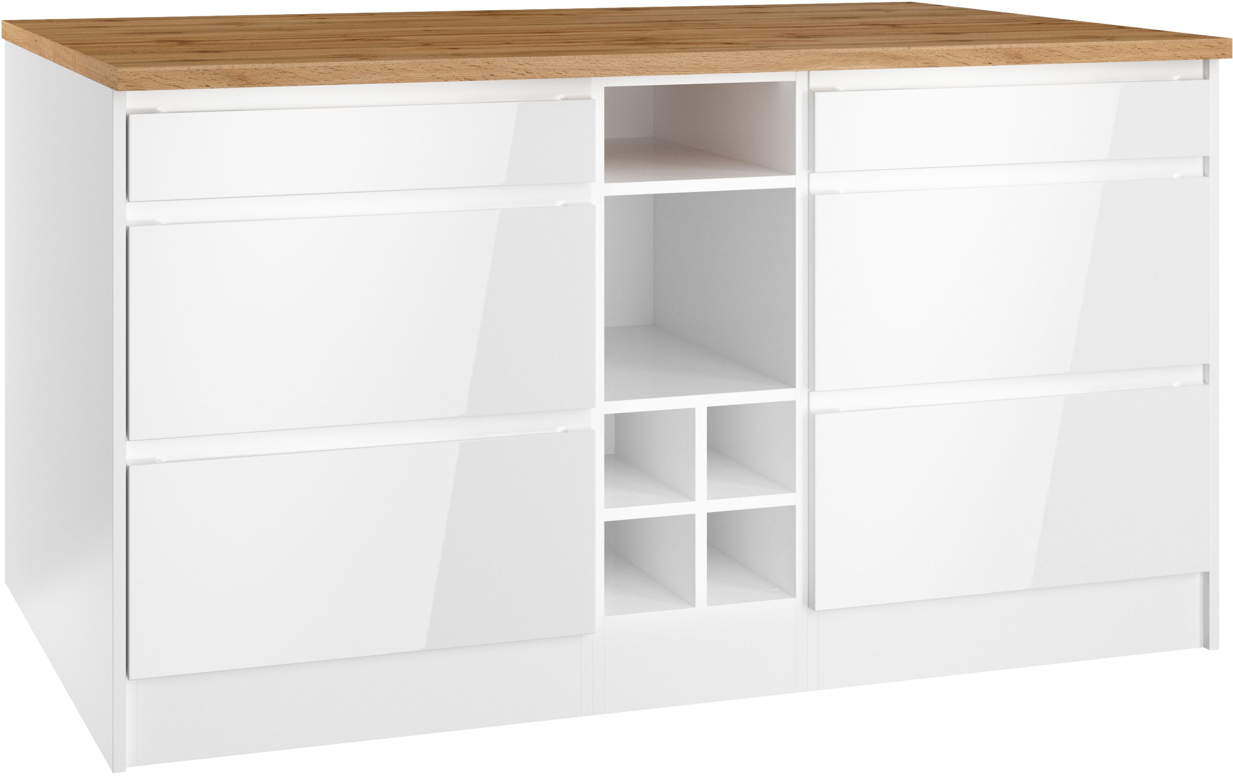KOCHSTATION Kücheninsel »KS-Virginia«, Breite 153 cm, MDF-Fronten, Flaschenregal