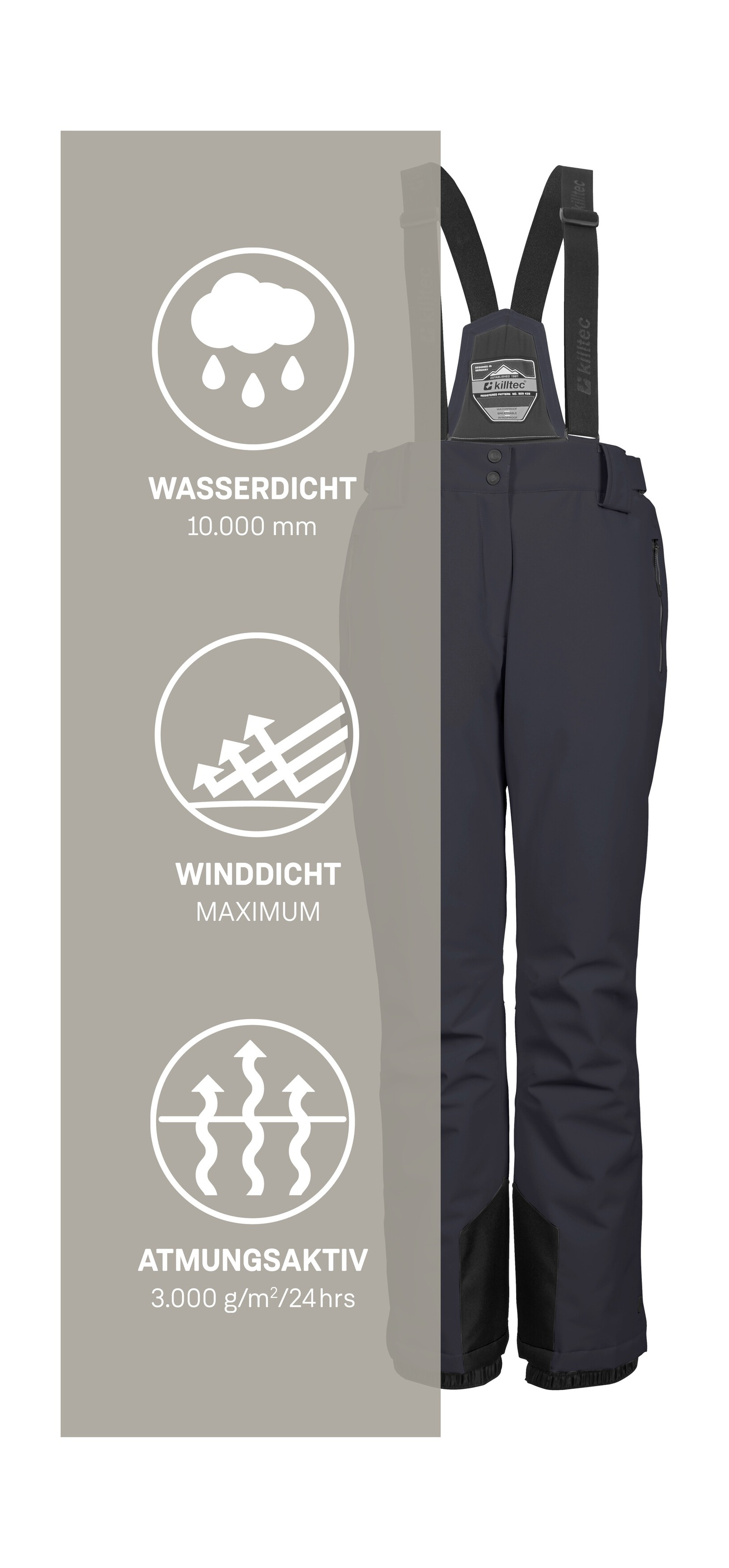 Killtec Skihose »KSW 249 WMN SKI PNTS«  Wasser- und winddicht, abnehmbare Träger, verstellbare Taille