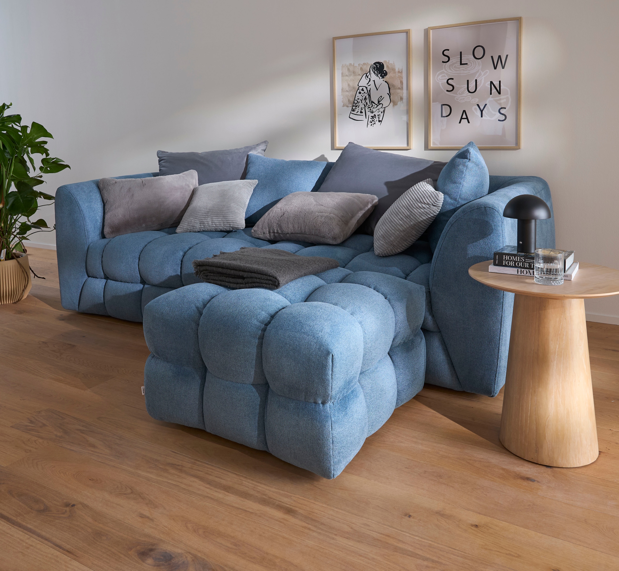 s.Oliver Polsterhocker »COBBO Sitzhocker Bubble-Optik, Maße B/T/H: 80/80/48 cm« passend zum Sofa, moderne Steppung und hoher Sitzkomfort