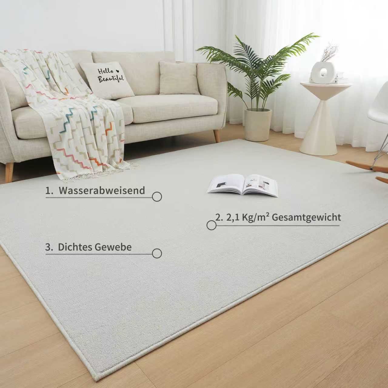 my home Teppich »Jola, Uni-Farben, besonders dichte Qualität, Boho«, rechteckig, 10 mm Höhe, Wohnzimmer, Schlafzimmer, Flur, Kinderzimmer, wasserabweisend