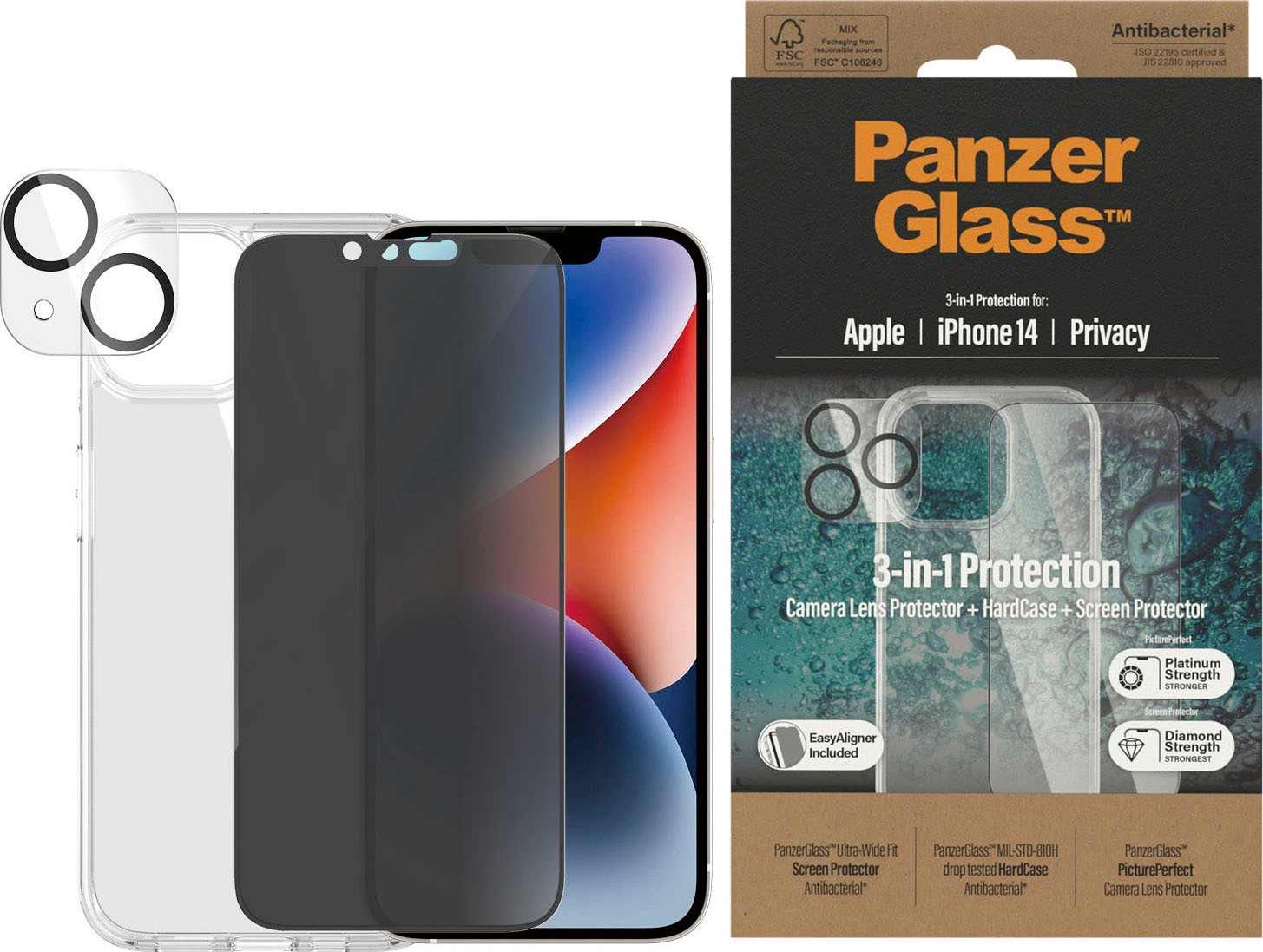 PanzerGlass Displayschutzglas »Set: Privacy Glass+Case - iPhone 14 6,1«