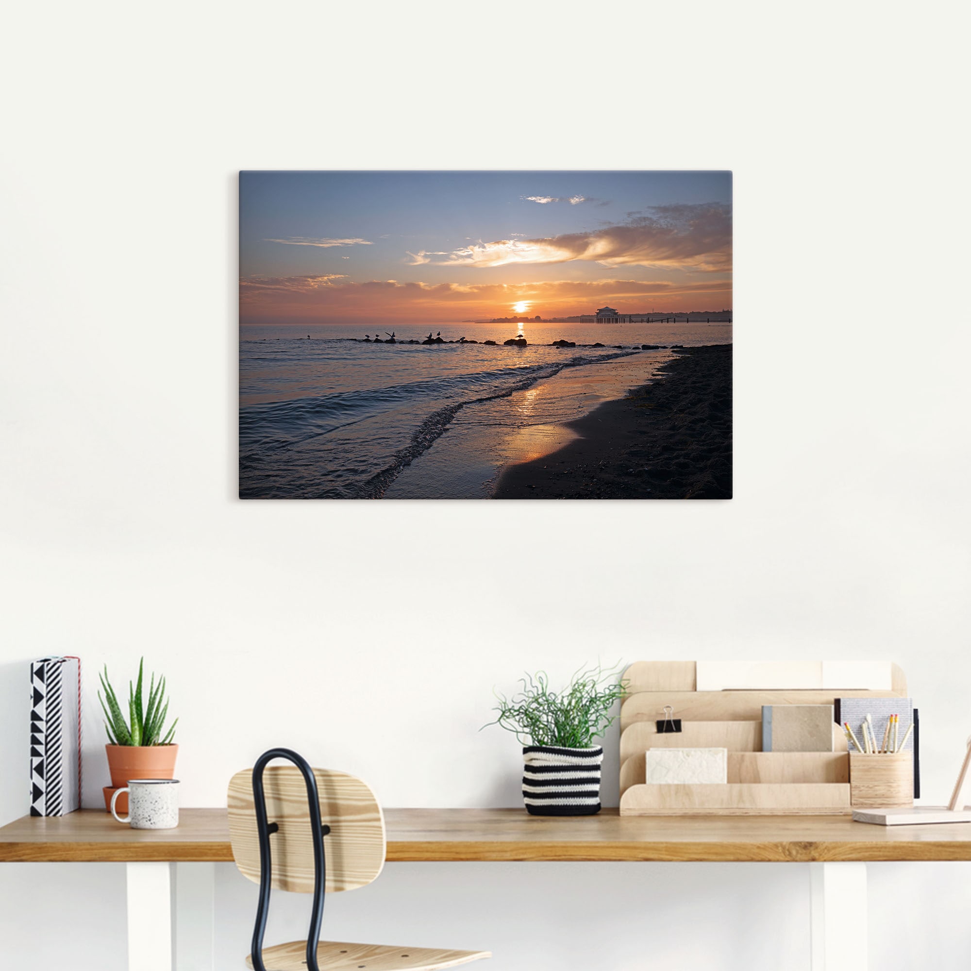 Artland Wandbild »Sonnenaufgang am Ostseestrand«, (1 Stück), in vielen Größen & Produktarten - Alubild / Outdoorbild für den Außenbereich, Leinwandbild, Poster, Wandaufkleber / Wandtattoo auch für Badezimmer geeignet