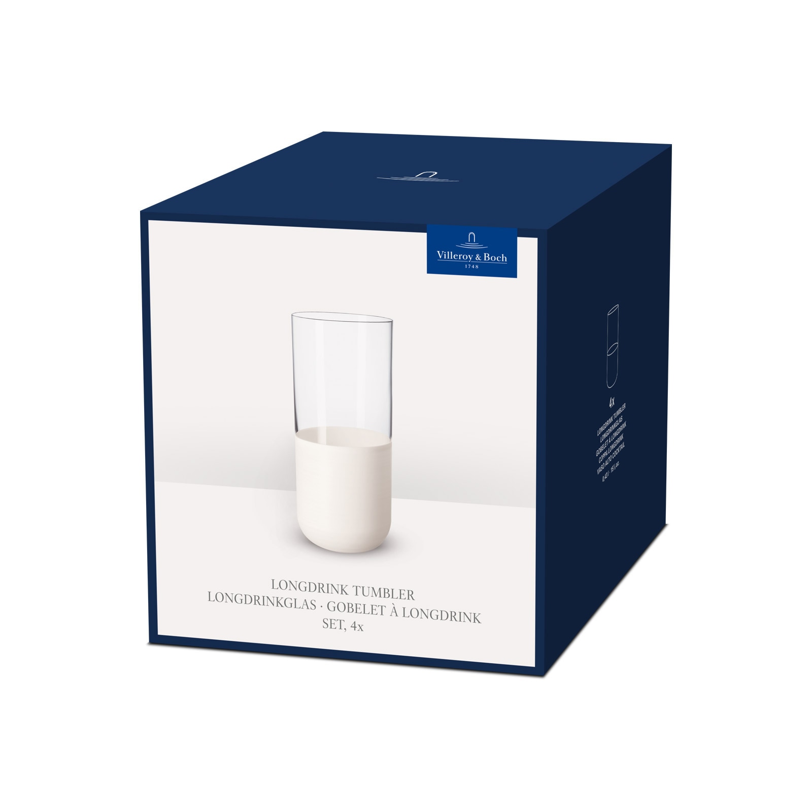 Villeroy & Boch Longdrinkglas »Longdrinkbecher Manufacture Rock 300 ml 4er Set weiß-transparent«