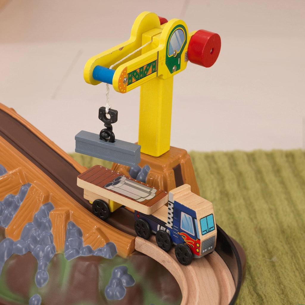 KidKraft® Spielzeug-Eisenbahn »Holzspielzeug, Eisenbahnset Baustelle mit Aufbewahrungsbox«