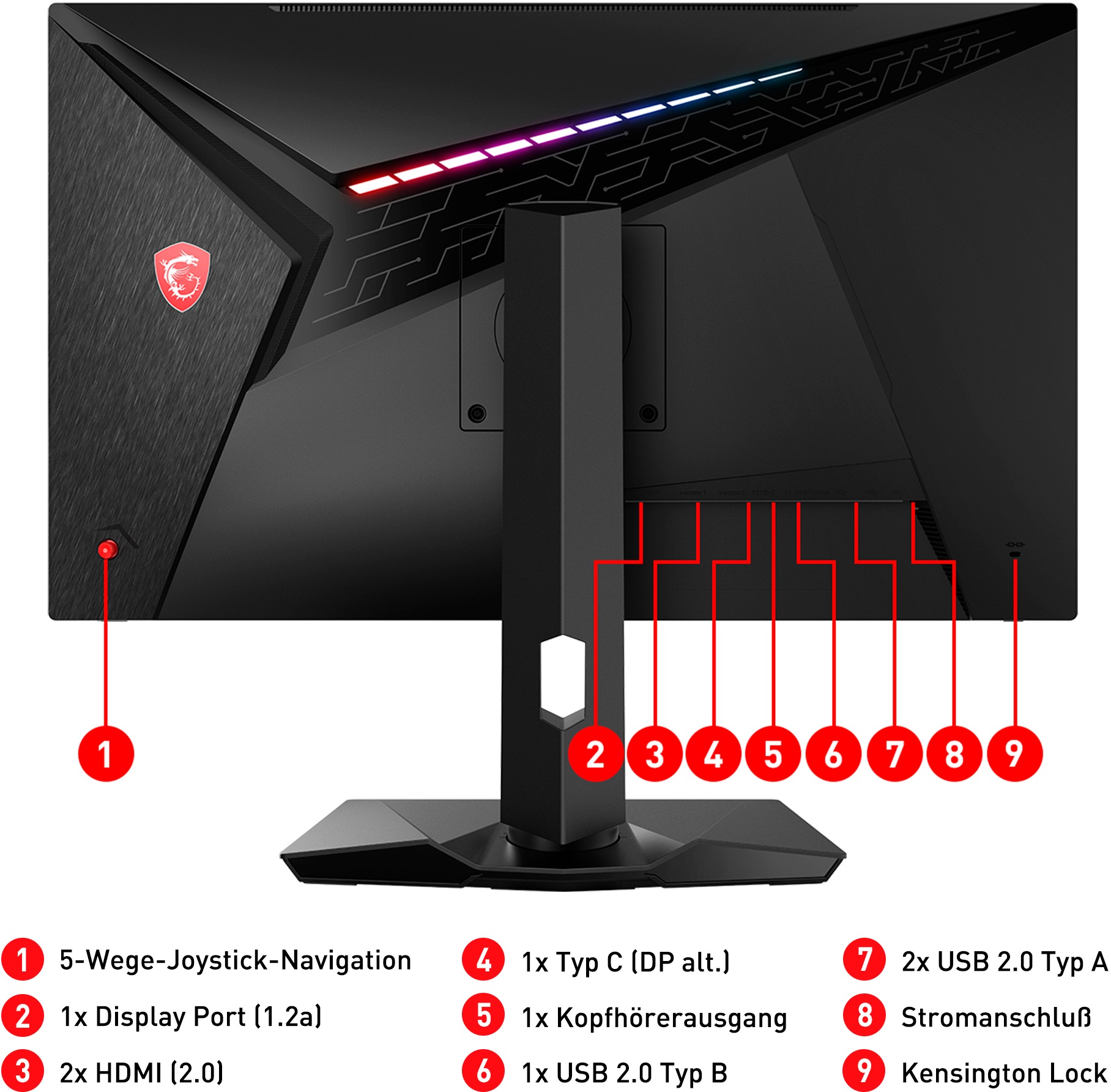 MSI Gaming-LED-Monitor »Optix MAG274QRFDE-QD«, 69 cm/27 Zoll, 2560 x 1440 px, WQHD, 1 ms Reaktionszeit, 165 Hz, höhenverstellbar, 3 Jahre Herstellergarantie