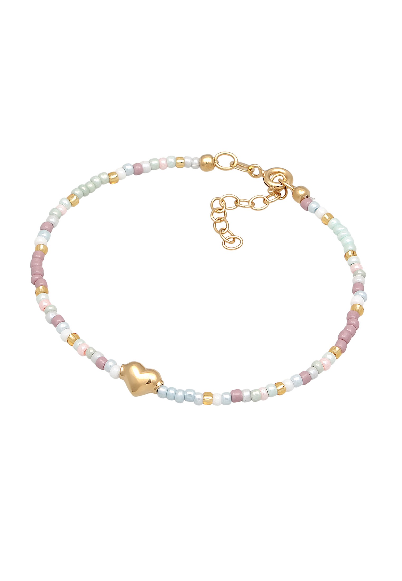 Elli Armkette »Armband Herz Glas Beads Sommer Style 925 Silber«