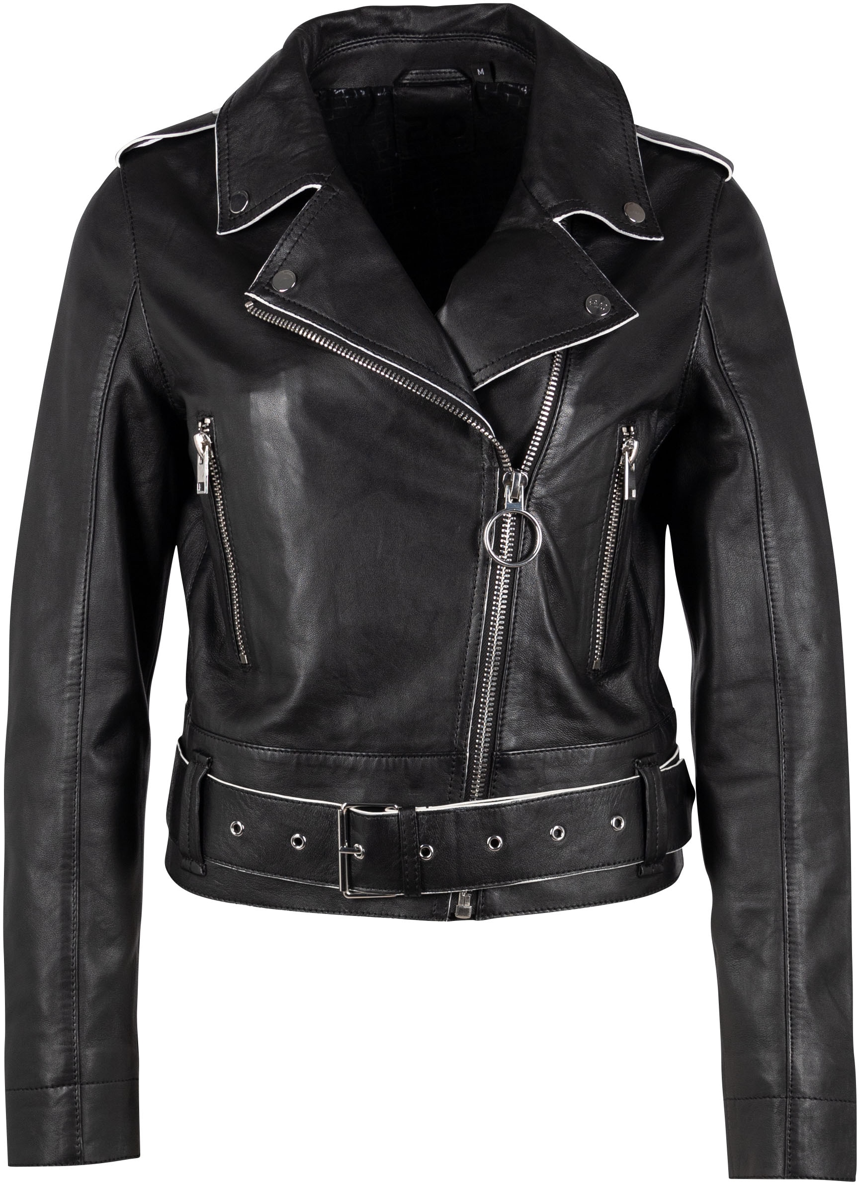 Mauritius Lederjacke »G2WCelin SF«, mit asymetrischem Reißverschluss, Gürtel, Zipper-Details