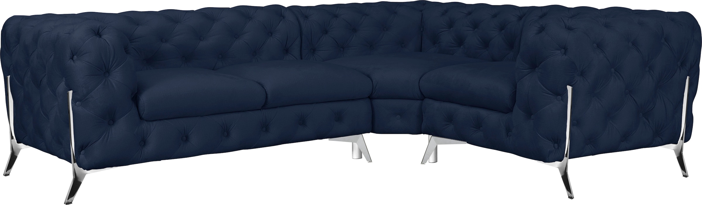 Home affaire Chesterfield-Sofa »Amaury L-Form« moderne Chersterfield-Optik, Breite 262 cm, Fußfarbe wählbar