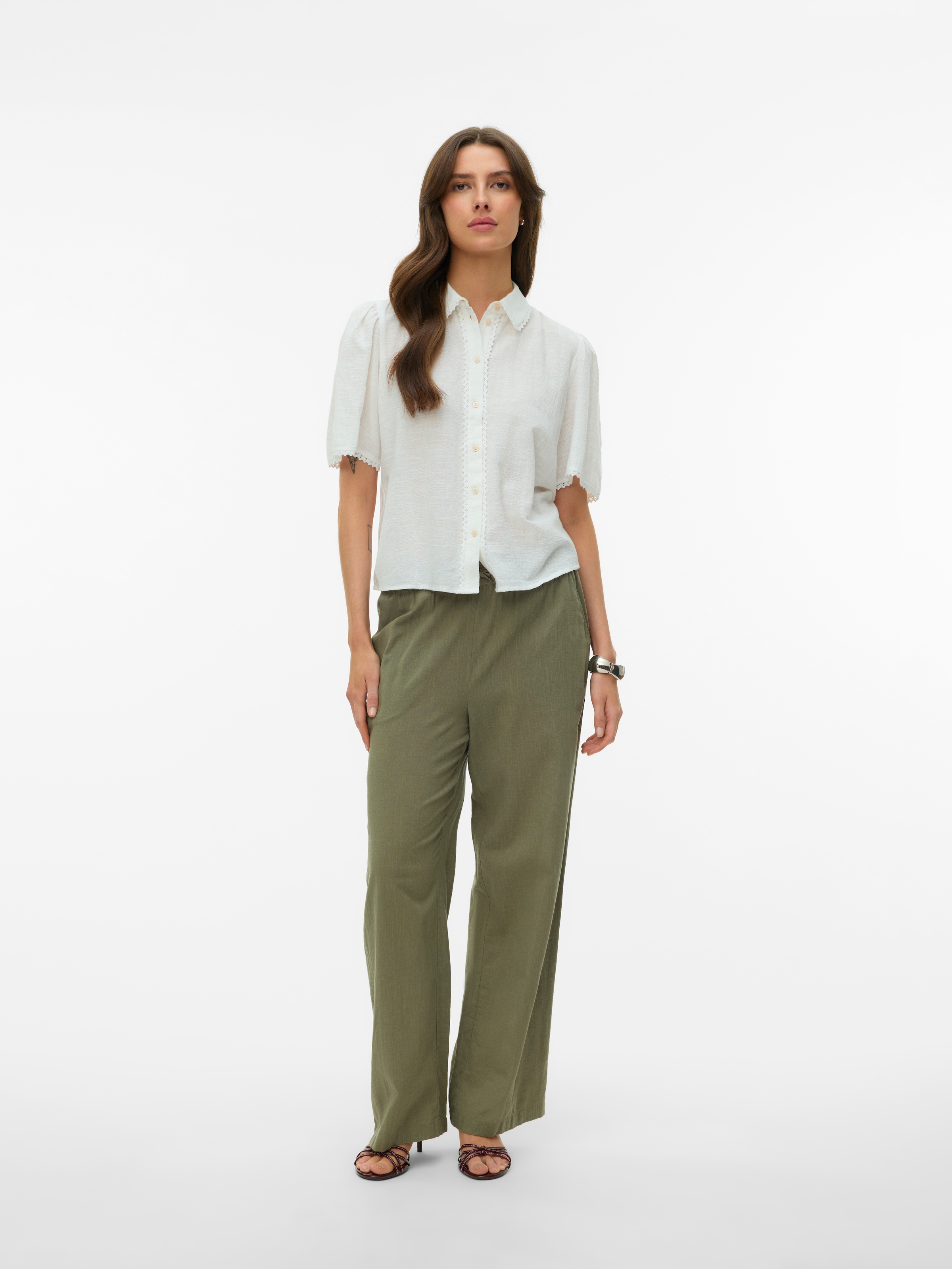 Vero Moda Schlupfhose »VMCAIA MW WIDE PANT WVN NOOS«  Baumwollmischung, oversize, mit Leinen